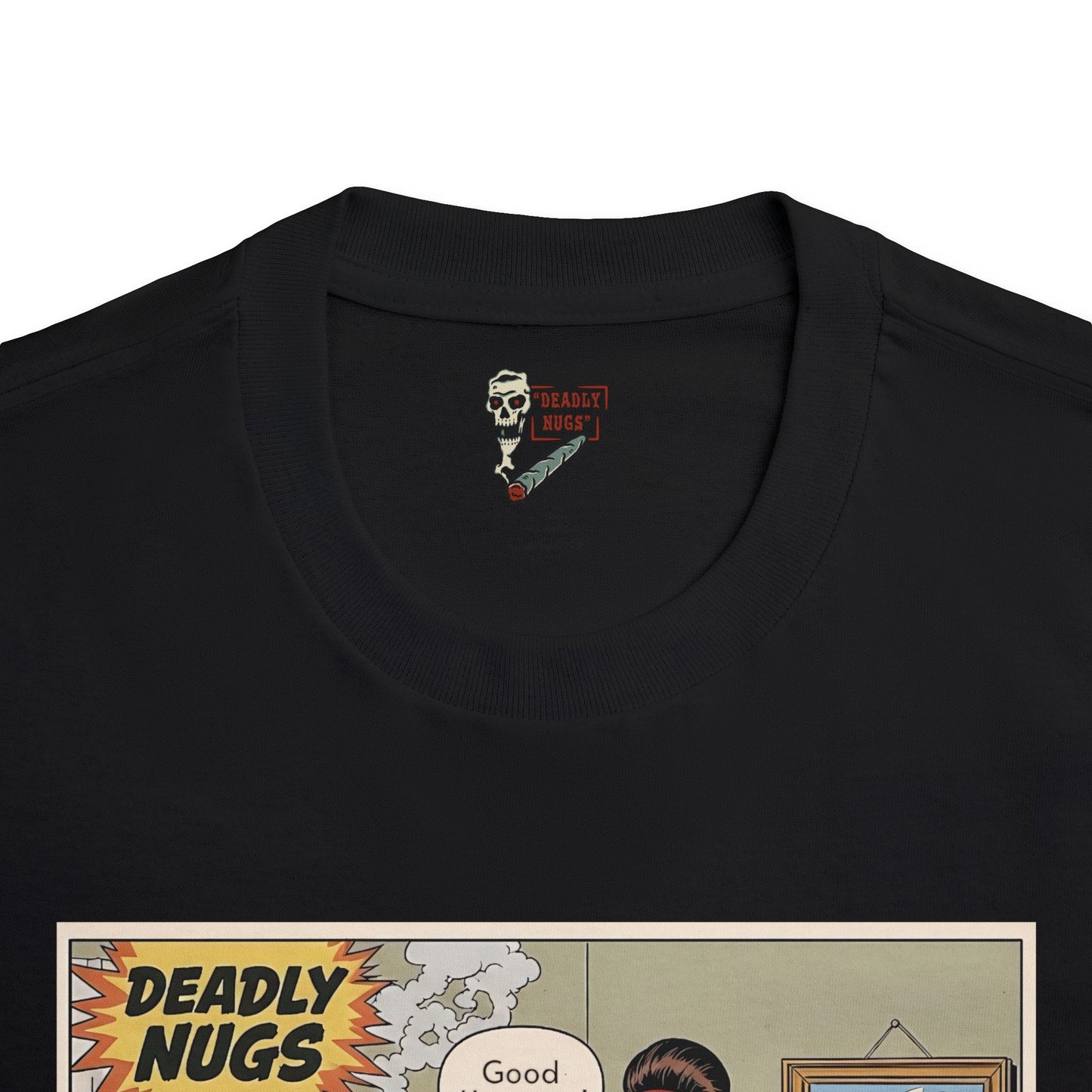 Good Heavens! / Suburban Husband and Wife Overwhelmed by Cannabis Experience Graphic Tee / Vintage Humor Comic Art Style / 420 Underground Stoner Culture / DEADLY NUGS