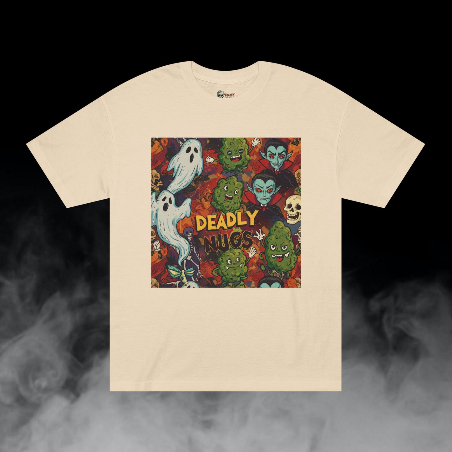 Nugmare Realm / Bud Characters Ghosts Skull Vampires Graphic Tee / Vintage Pop Art Comic Style / 420 Underground Stoner Streetwear / DEADLY NUGS
