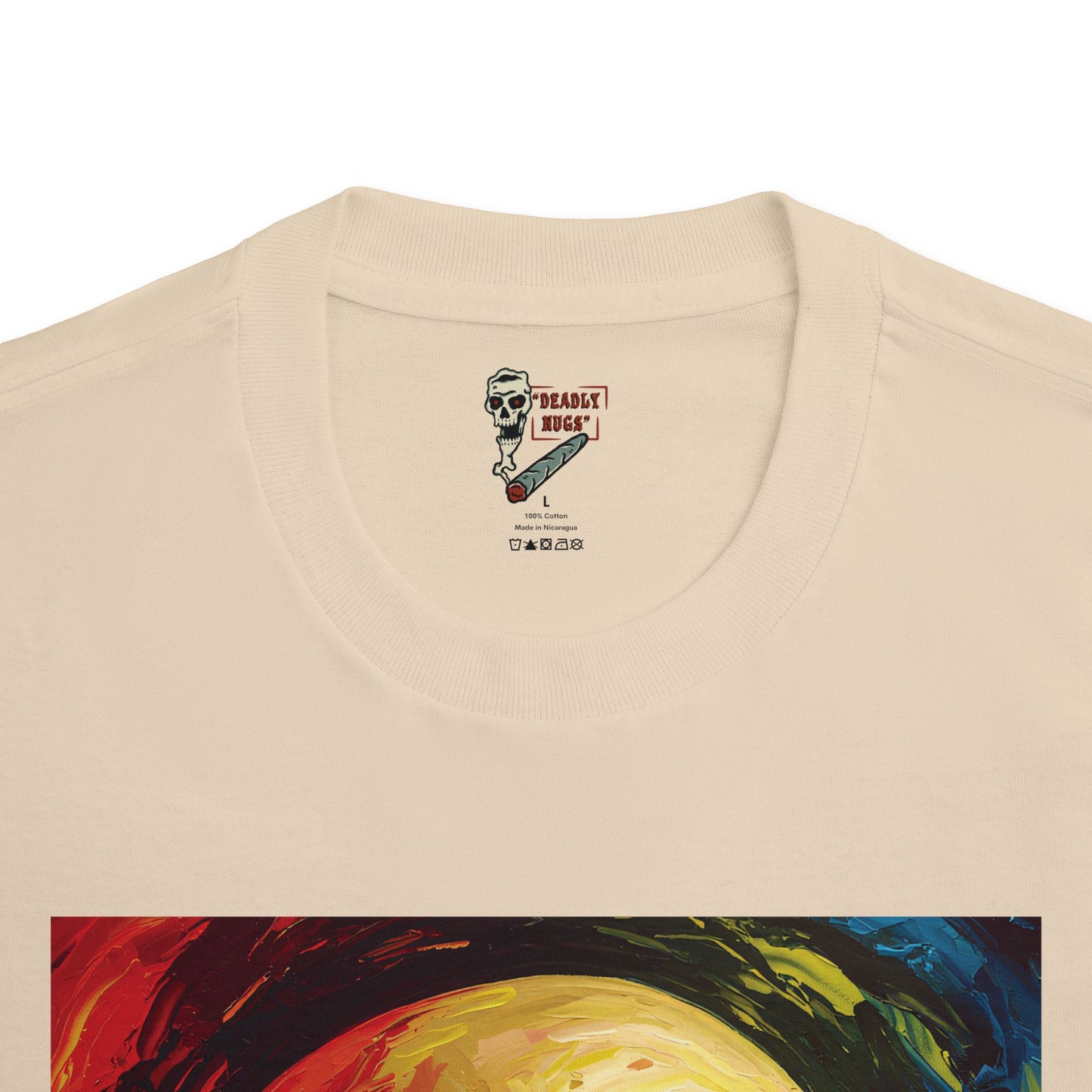 Radical High / Skull with Abstract Color Patterns Graphic Tee / Dark Obscure Art Abstract Painting / 420 Underground Stoner Streetwear / DEADLY NUGS