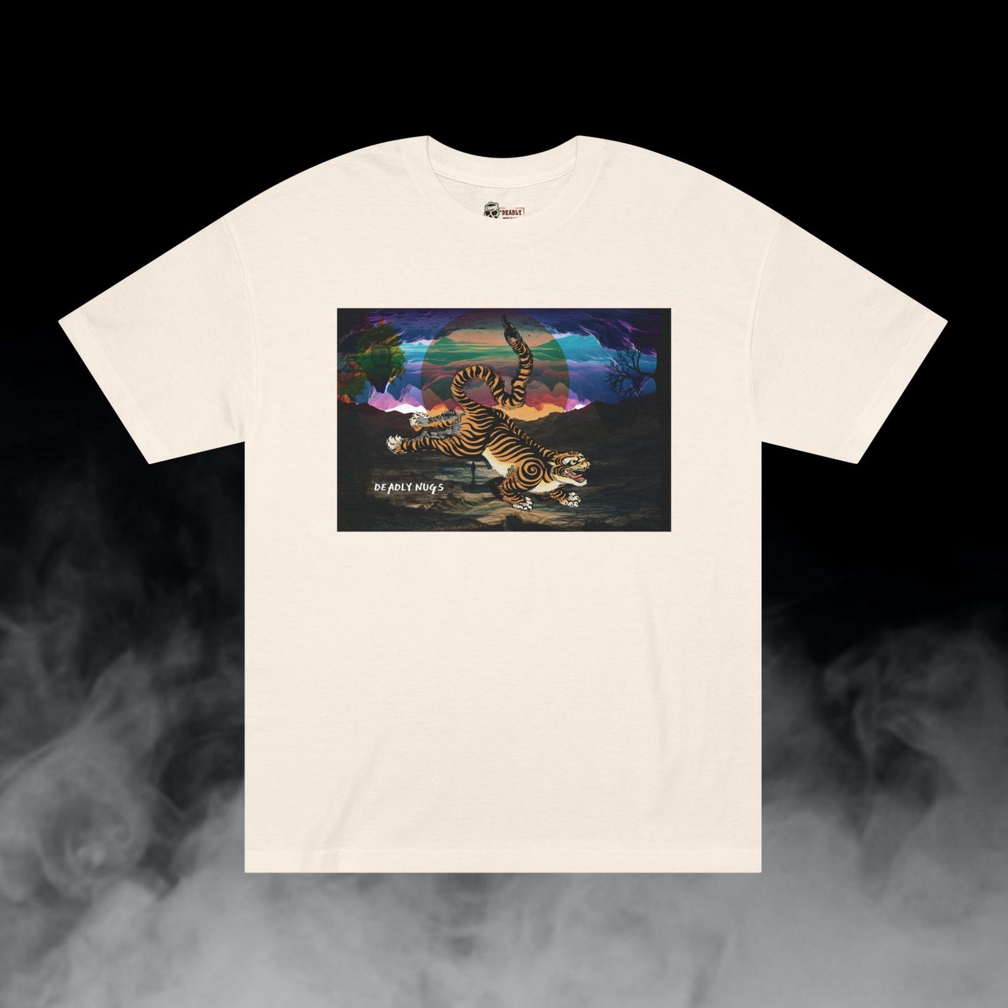 Bounds & Reflections / Tiger in Reflective Landscape Graphic Tee / Surreal Hypnotic Aesthetic Art / 420 Underground Stoner Streetwear / DEADLY NUGS