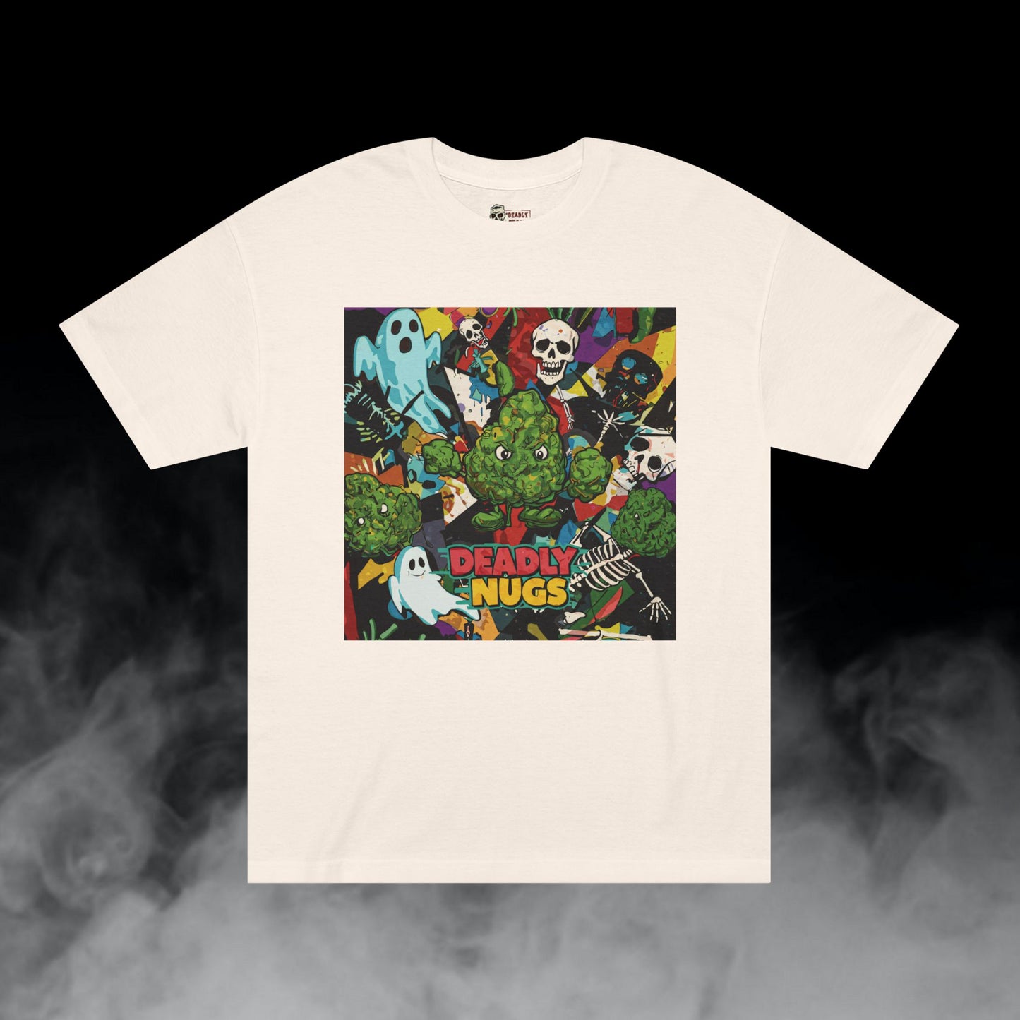 Out of the Dark / Bud Characters Ghosts Skeletons Graphic Tee / Dark Grunge Pop Art Basquiat Style / 420 Underground Stoner Streetwear / DEADLY NUGS