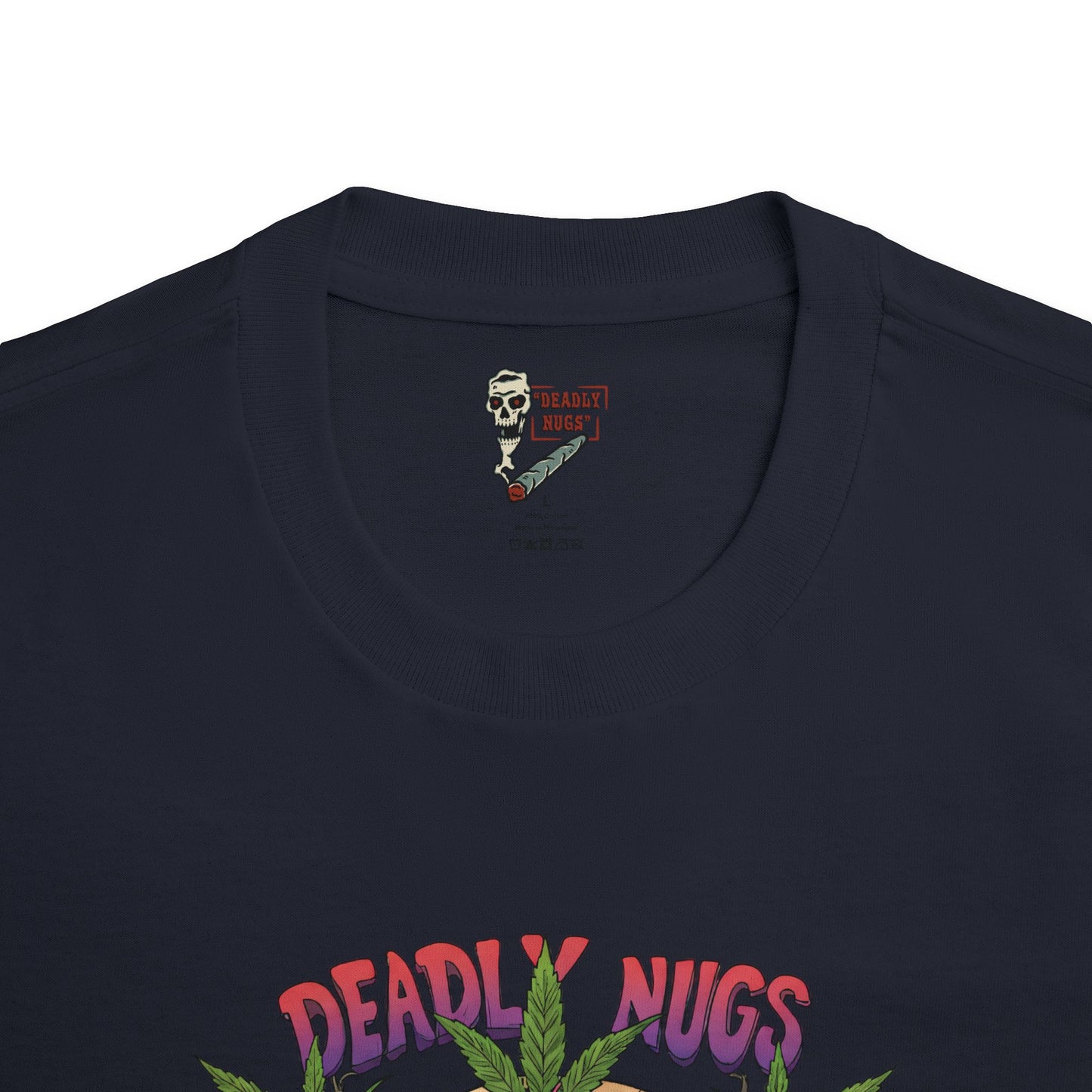 Galactic Gaze / Skull with Cannabis Leaves Graphic Tee / Psychedelic Skull Art Trippy / 420 Underground Stoner Streetwear / DEADLY NUGS