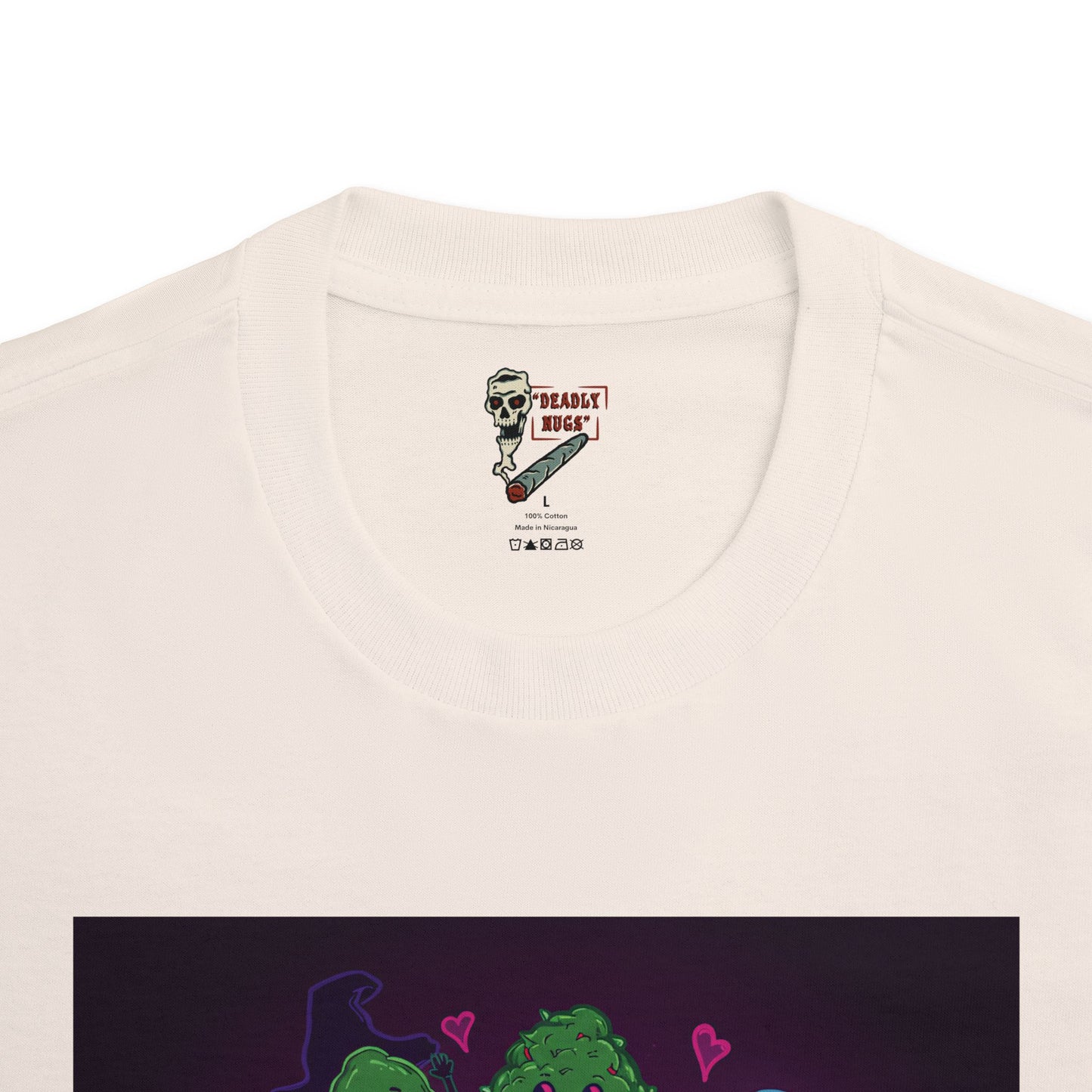 Love Affair / Bud Characters Ghosts Skeleton Graphic Tee / Spooky Neon Cartoon Comic Art Style / 420 Underground Stoner Streetwear / DEADLY NUGS