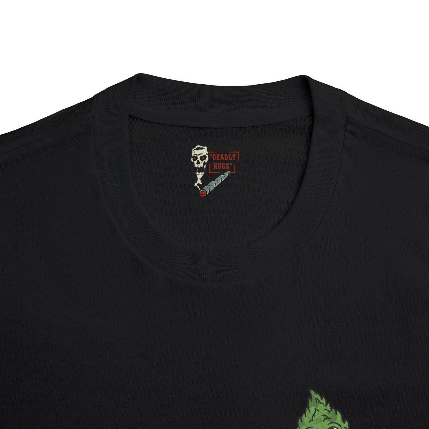 Bud Rider / Vintage Bud Mascot on Skateboard and Skull in Glowing Green Flames Graphic Tee / Vintage Low-fi Gritty Underground Comix Style Art / 420 Underground Stoner Culture / DEADLY NUGS