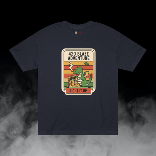 Blaze Adventure / Dragon Puffin Cannabis Treasure Chest Graphic Tee / Vintage Retro Cartoon Comic Style / 420 Underground Stoner Culture / DEADLY NUGS