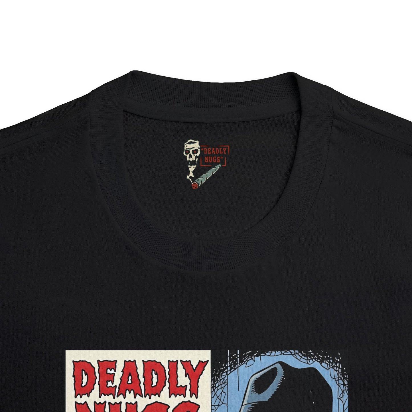 The Sinister Stash / Panicked Woman Encounter with Sinister Cannabis and Shadowy Dealer Graphic Tee / Vintage Pulp Horror Noir Comic Art Style / 420 Underground Stoner Culture / DEADLY NUGS