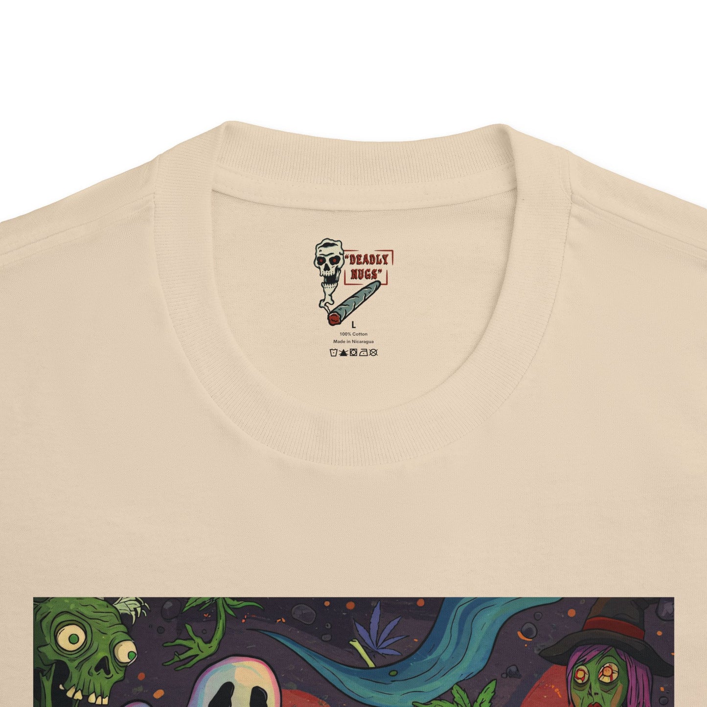 Ghouls Gone Green / Bud Characters Ghost Skeleton Zombies Graphic Tee / Ominous Spooky Character Cartoon Art / 420 Underground Stoner Streetwear / DEADLY NUGS