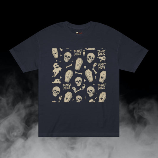 Cryptic / Skulls Ghosts Coffins Graphic Tee / Dark Eerie Gritty Pattern Art / 420 Underground Stoner Streetwear / DEADLY NUGS