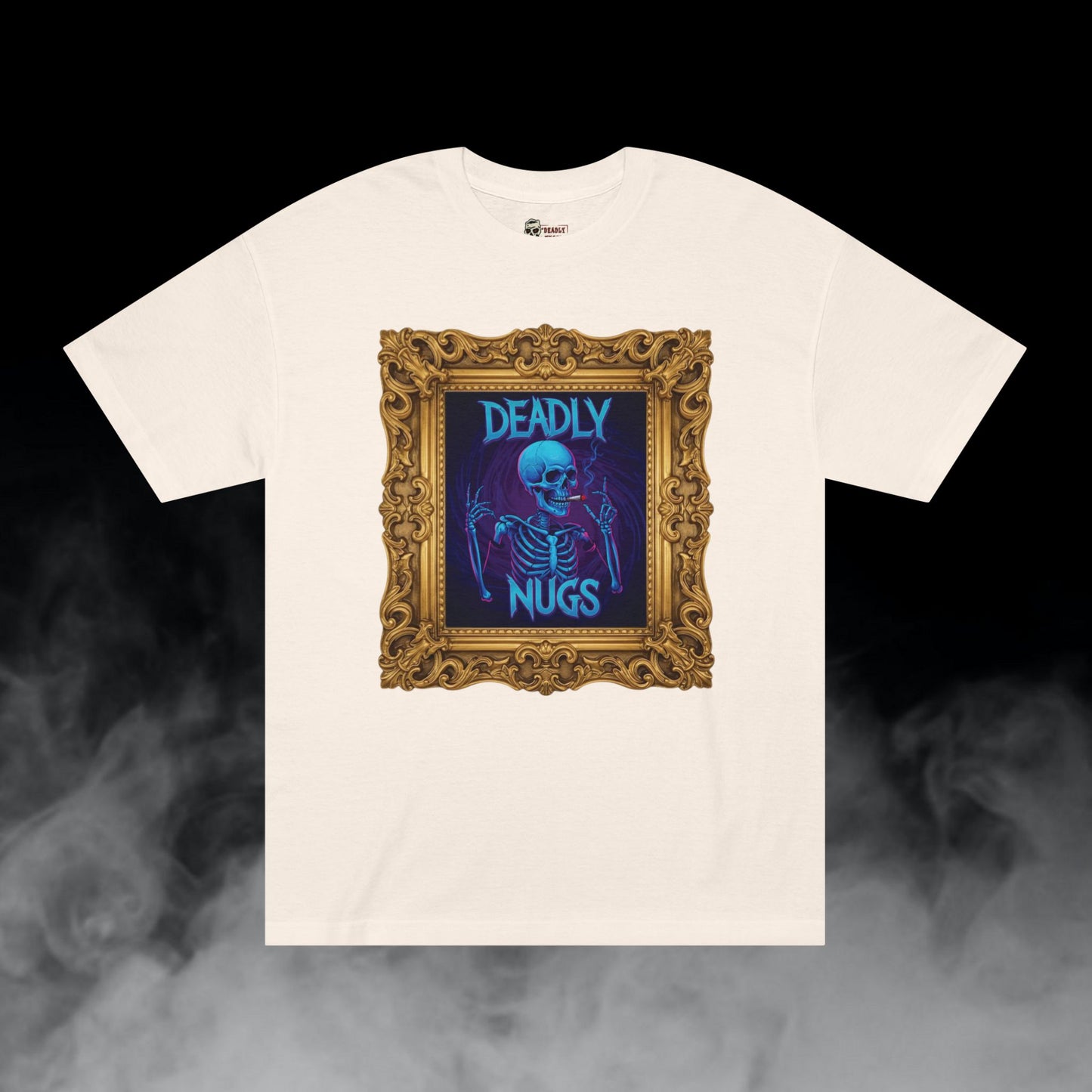 Deuces / Skeleton Smoking Graphic Tee / Gritty Neon Aesthetic Frame Art / 420 Underground Stoner Streetwear / DEADLY NUGS