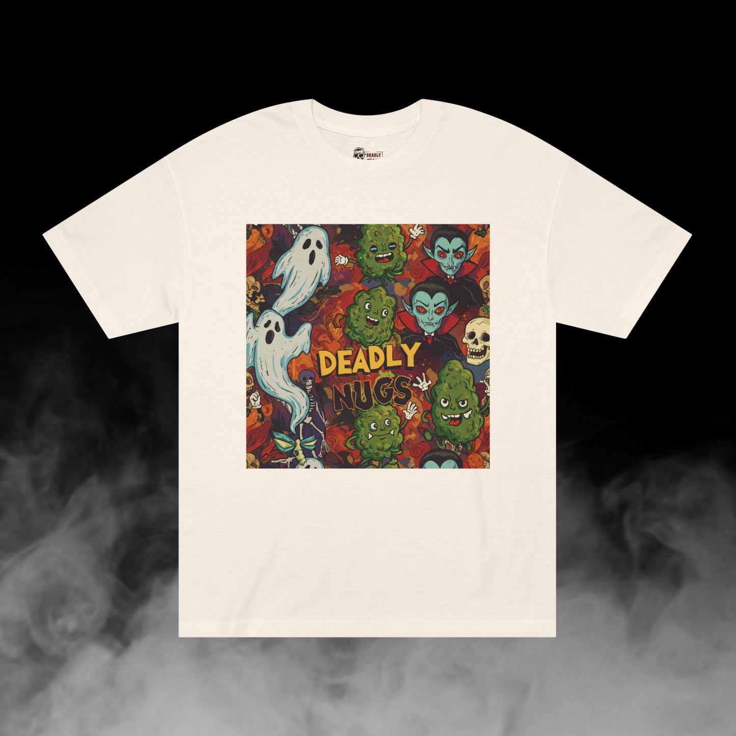 Nugmare Realm / Bud Characters Ghosts Skull Vampires Graphic Tee / Vintage Pop Art Comic Style / 420 Underground Stoner Streetwear / DEADLY NUGS