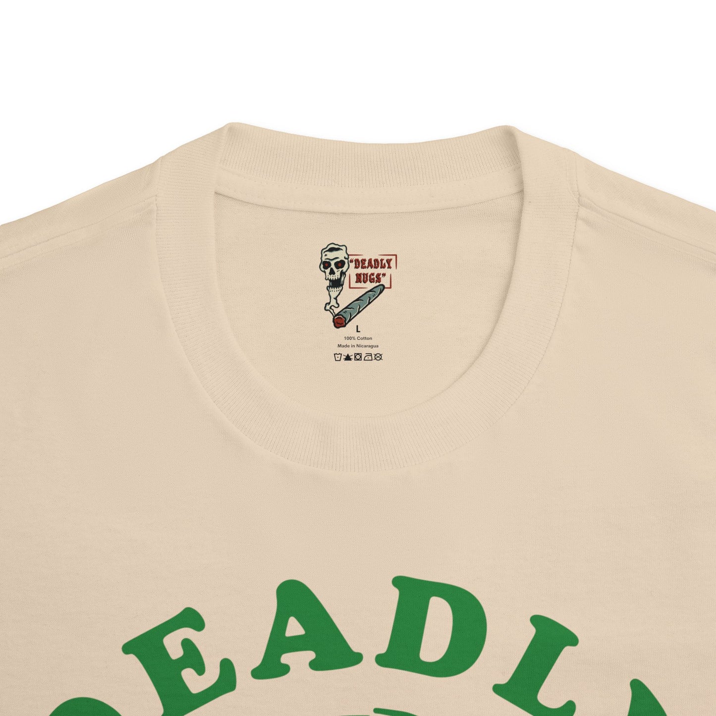 Flame in, Flame out / Premium Unisex Graphic Tee Green Aesthetic Print Skull 420 / DEADLY NUGS