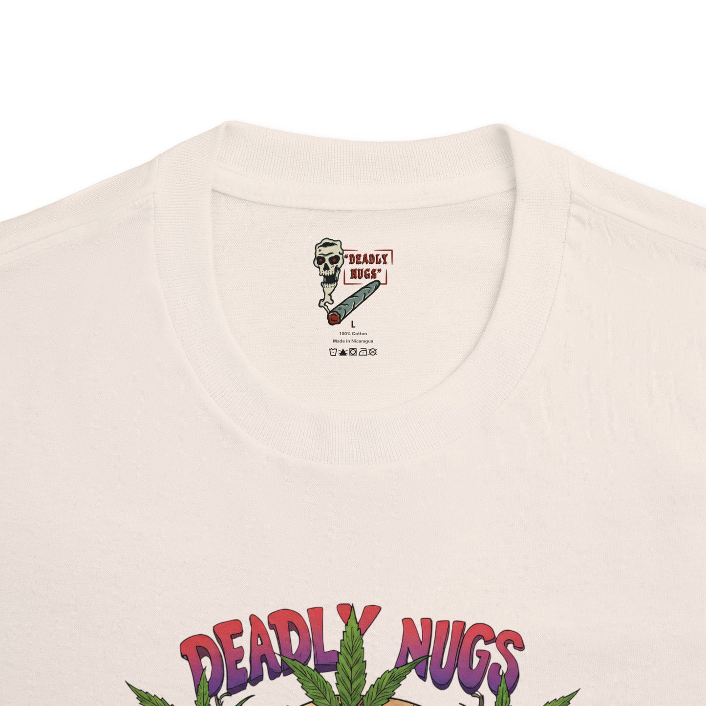 Galactic Gaze / Skull with Cannabis Leaves Graphic Tee / Psychedelic Skull Art Trippy / 420 Underground Stoner Streetwear / DEADLY NUGS