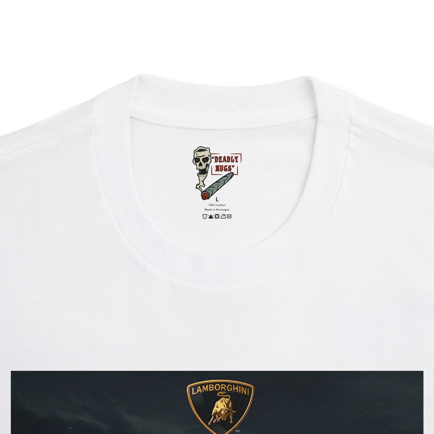Gold Lamborghini / Premium Unisex Graphic Tee Aesthetic Print Ghost Exotic Car 420 / DEADLY NUGS