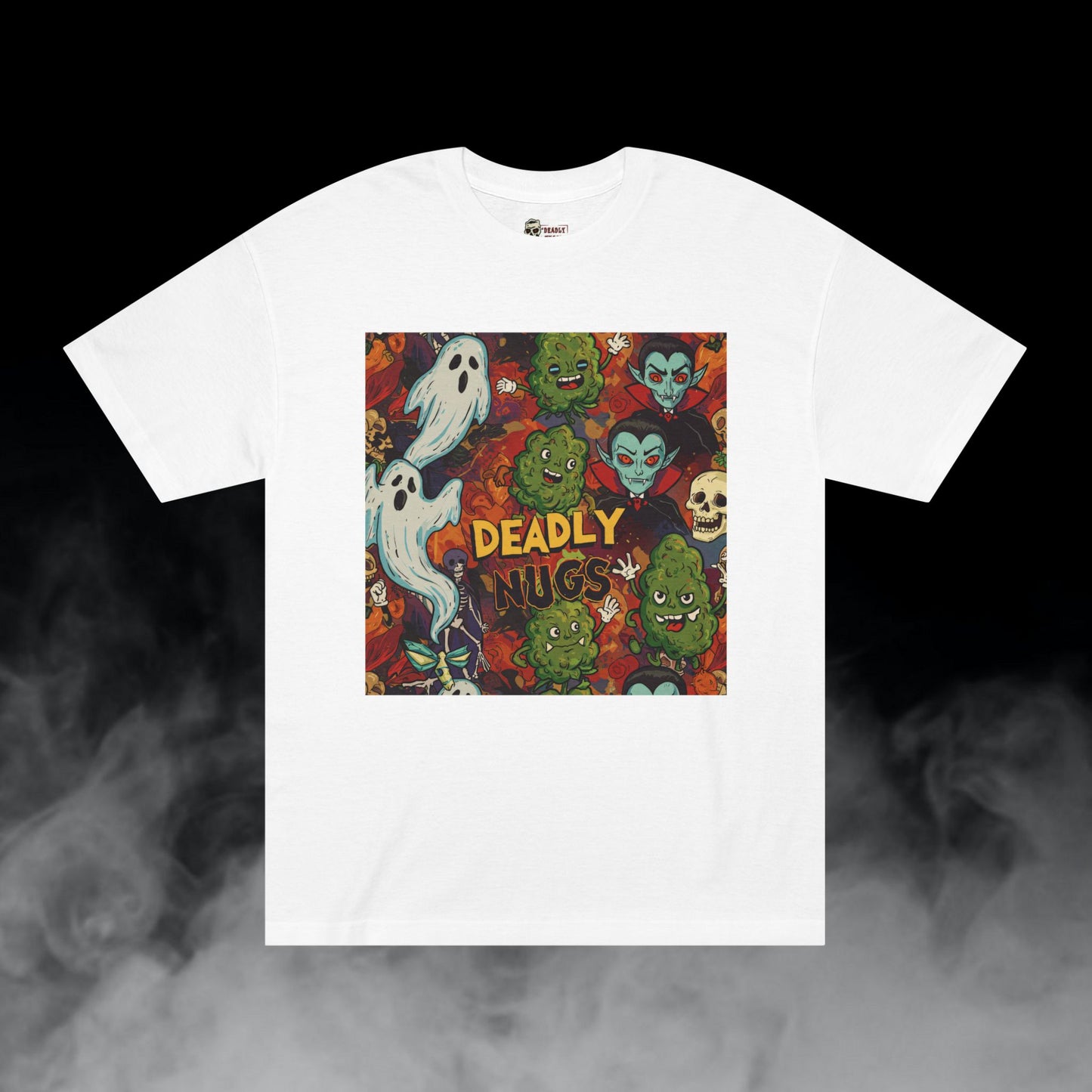 Nugmare Realm / Bud Characters Ghosts Skull Vampires Graphic Tee / Vintage Pop Art Comic Style / 420 Underground Stoner Streetwear / DEADLY NUGS