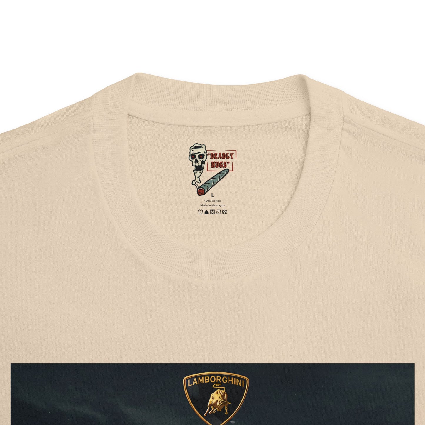 Gold Lamborghini / Premium Unisex Graphic Tee Aesthetic Print Ghost Exotic Car 420 / DEADLY NUGS