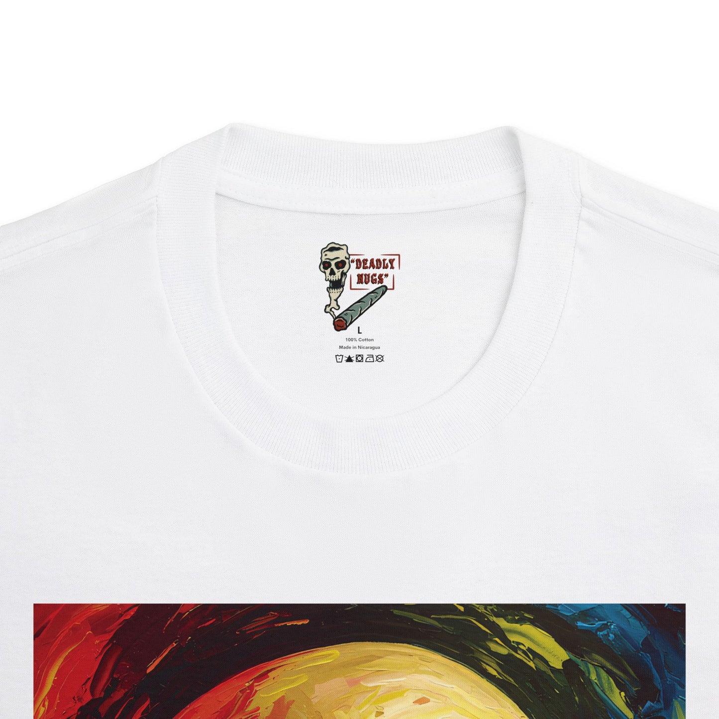 Radical High / Skull with Abstract Color Patterns Graphic Tee / Dark Obscure Art Abstract Painting / 420 Underground Stoner Streetwear / DEADLY NUGS