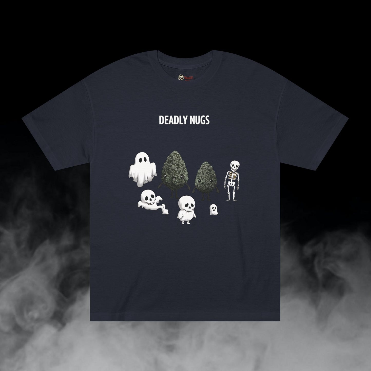 With the Homies / Premium Unisex Graphic Tee Aesthetic Print Ghost Skeleton 420 / DEADLY NUGS
