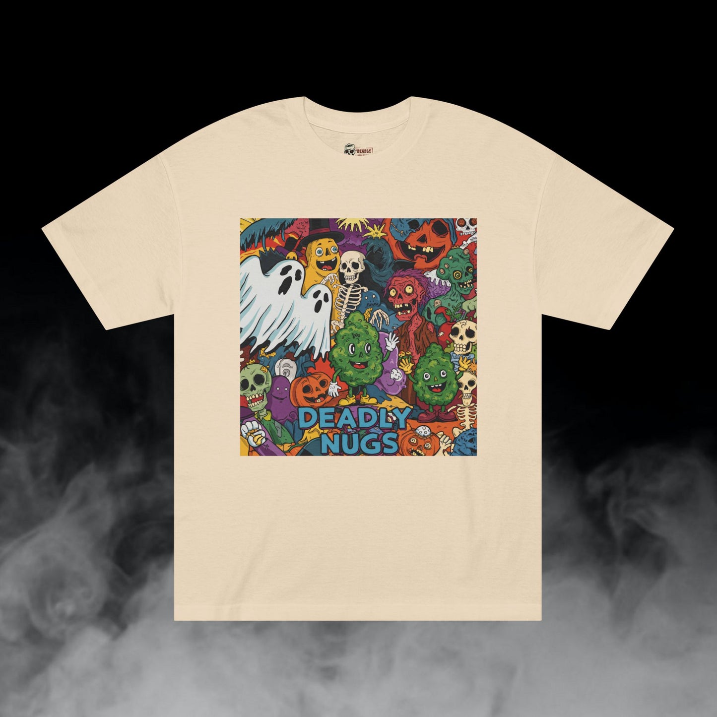 High Spirits / Bud Characters Ghosts Skulls Monsters Graphic Tee / Spooky Halloween Grunge Cartoon Art / 420 Underground Stoner Streetwear / DEADLY NUGS