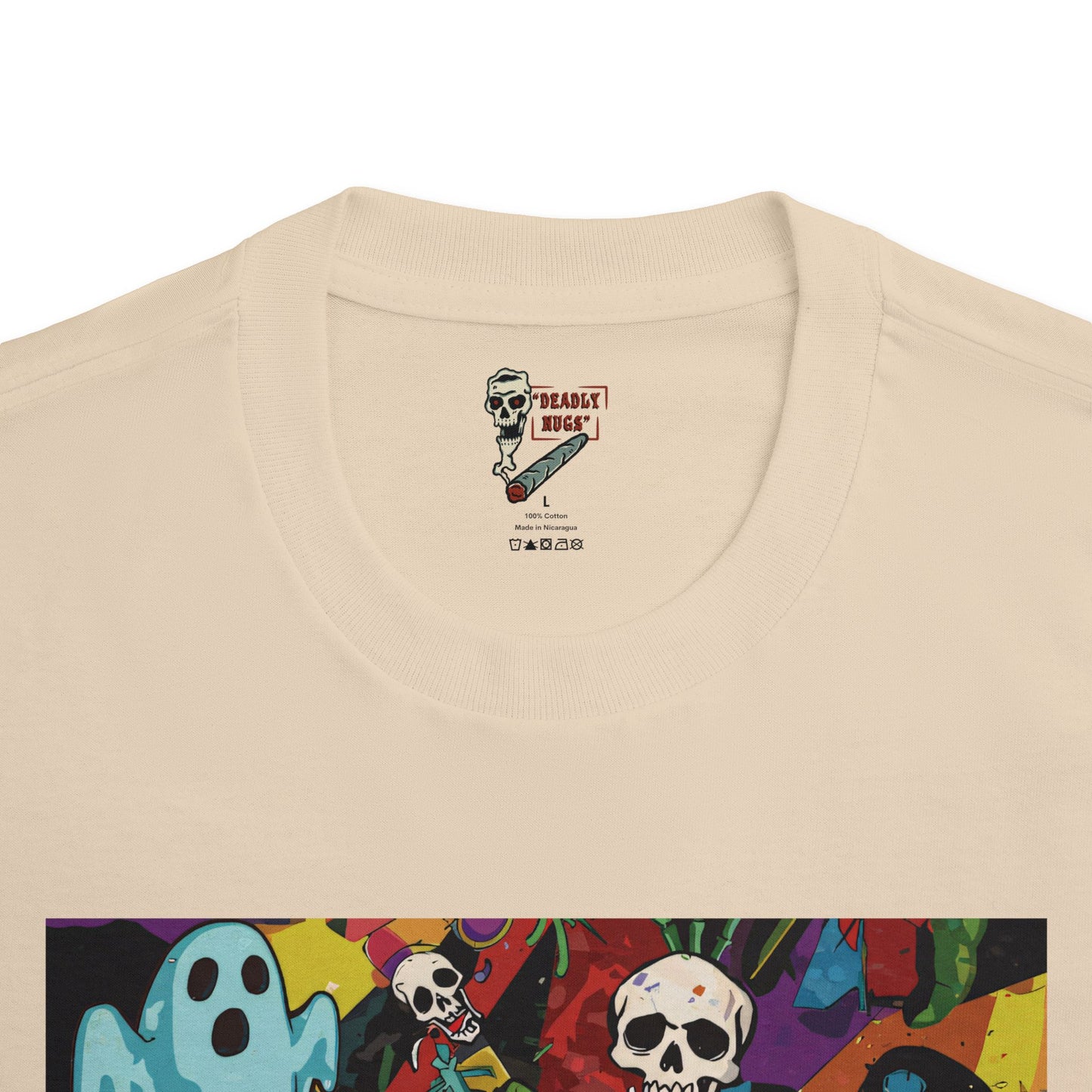 Out of the Dark / Bud Characters Ghosts Skeletons Graphic Tee / Dark Grunge Pop Art Basquiat Style / 420 Underground Stoner Streetwear / DEADLY NUGS