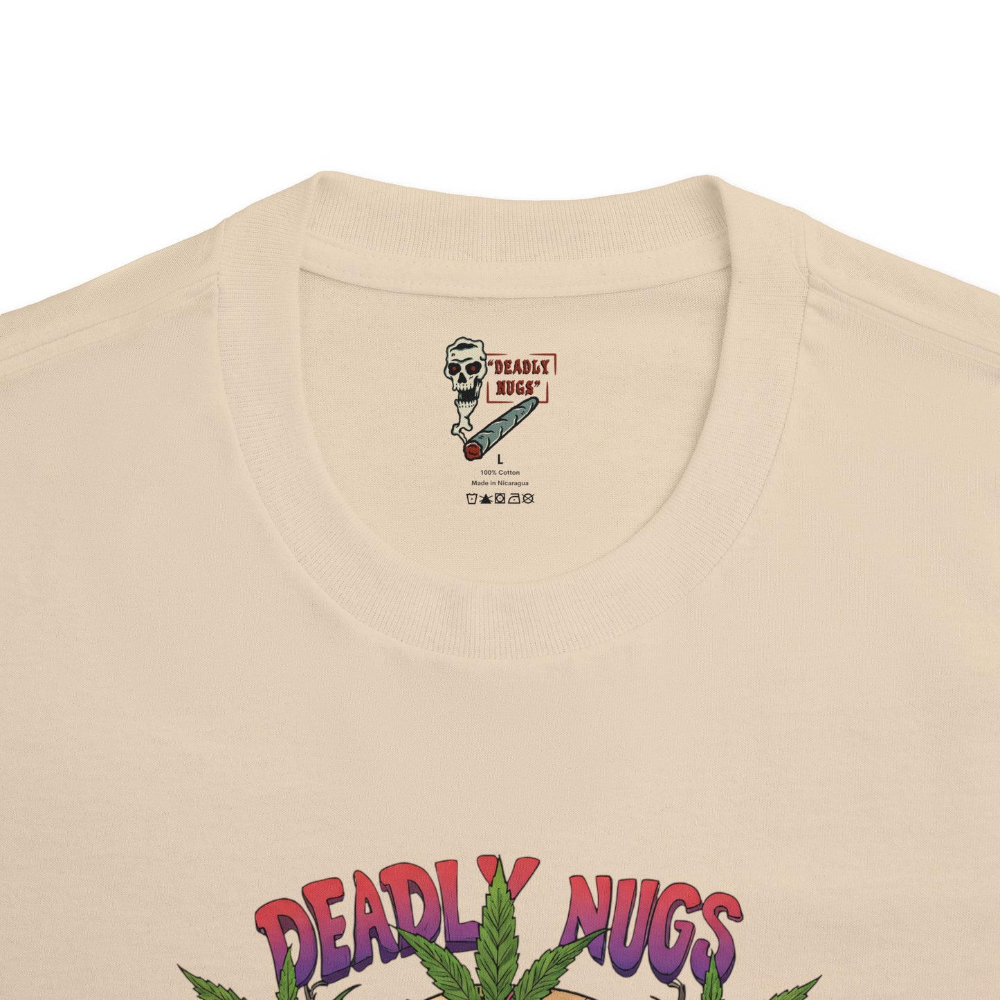 Galactic Gaze / Skull with Cannabis Leaves Graphic Tee / Psychedelic Skull Art Trippy / 420 Underground Stoner Streetwear / DEADLY NUGS