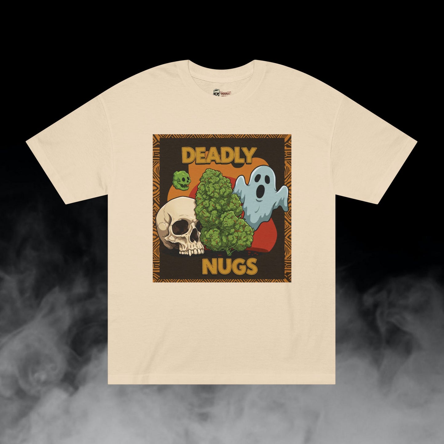 Bambaata / Cannabis Bud Skull Ghost Graphic Tee / Ominous African Tribal Pattern Art / 420 Underground Stoner Streetwear / DEADLY NUGS