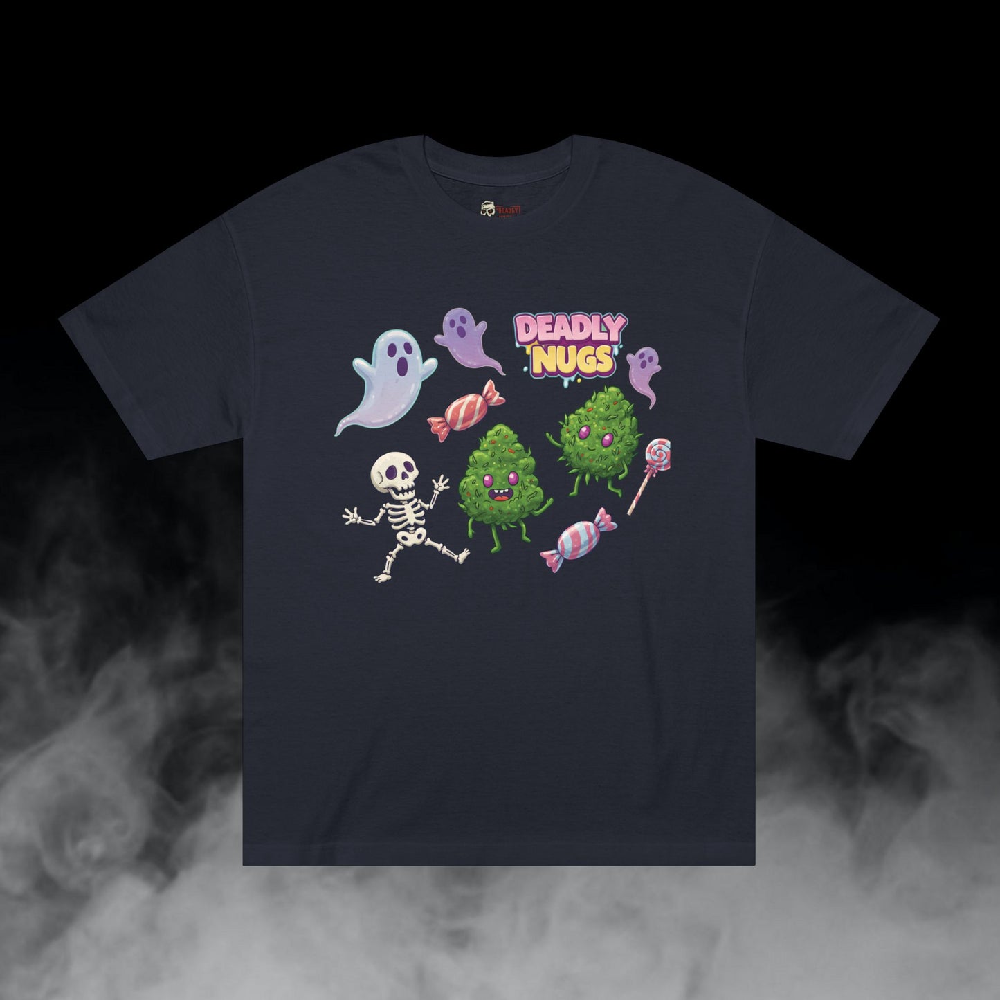 Sweet Tooth / Bud Characters Ghosts Skeleton Graphic Tee / Eerie Character Candy Cartoon Art / 420 Underground Stoner Streetwear / DEADLY NUGS