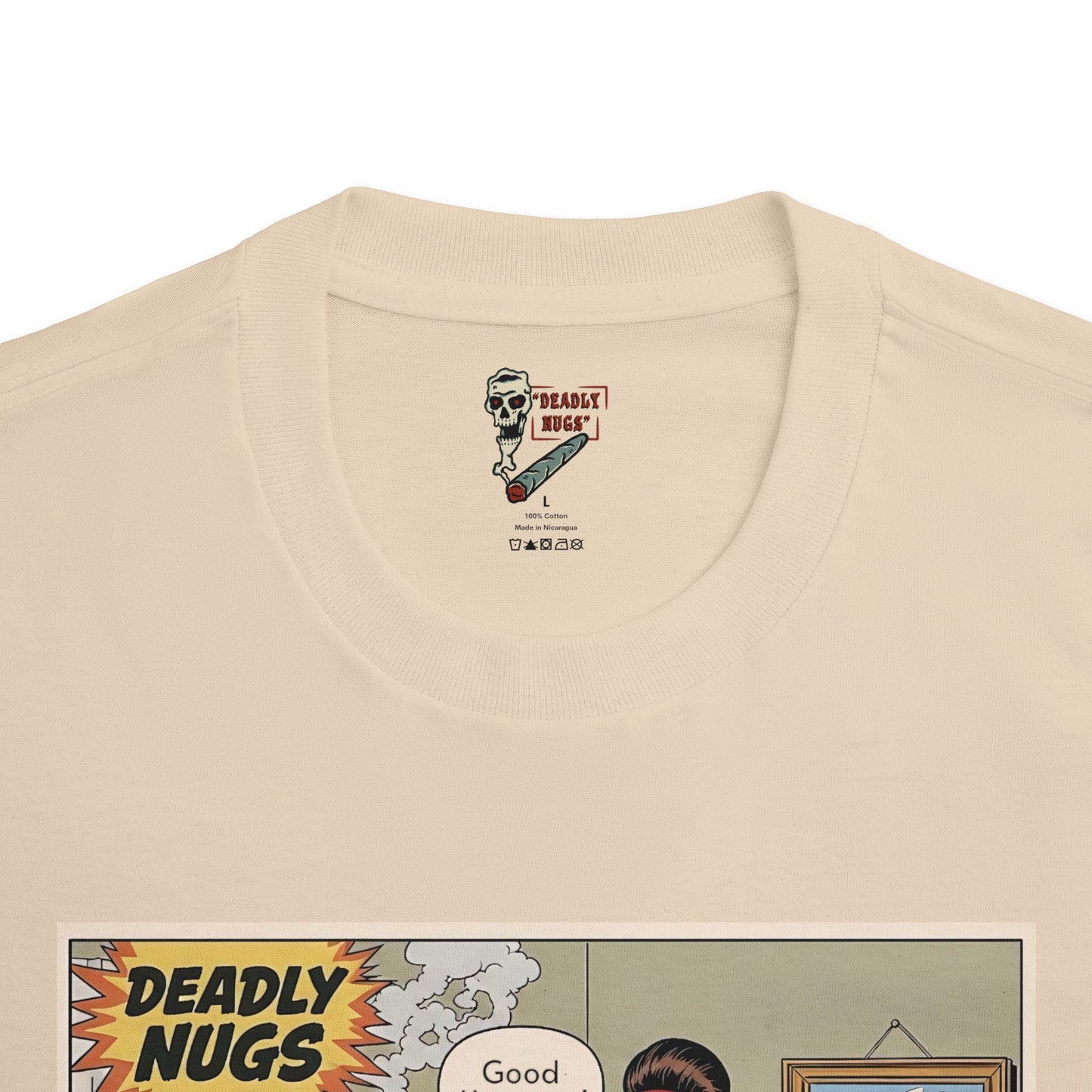 Good Heavens! / Suburban Husband and Wife Overwhelmed by Cannabis Experience Graphic Tee / Vintage Humor Comic Art Style / 420 Underground Stoner Culture / DEADLY NUGS