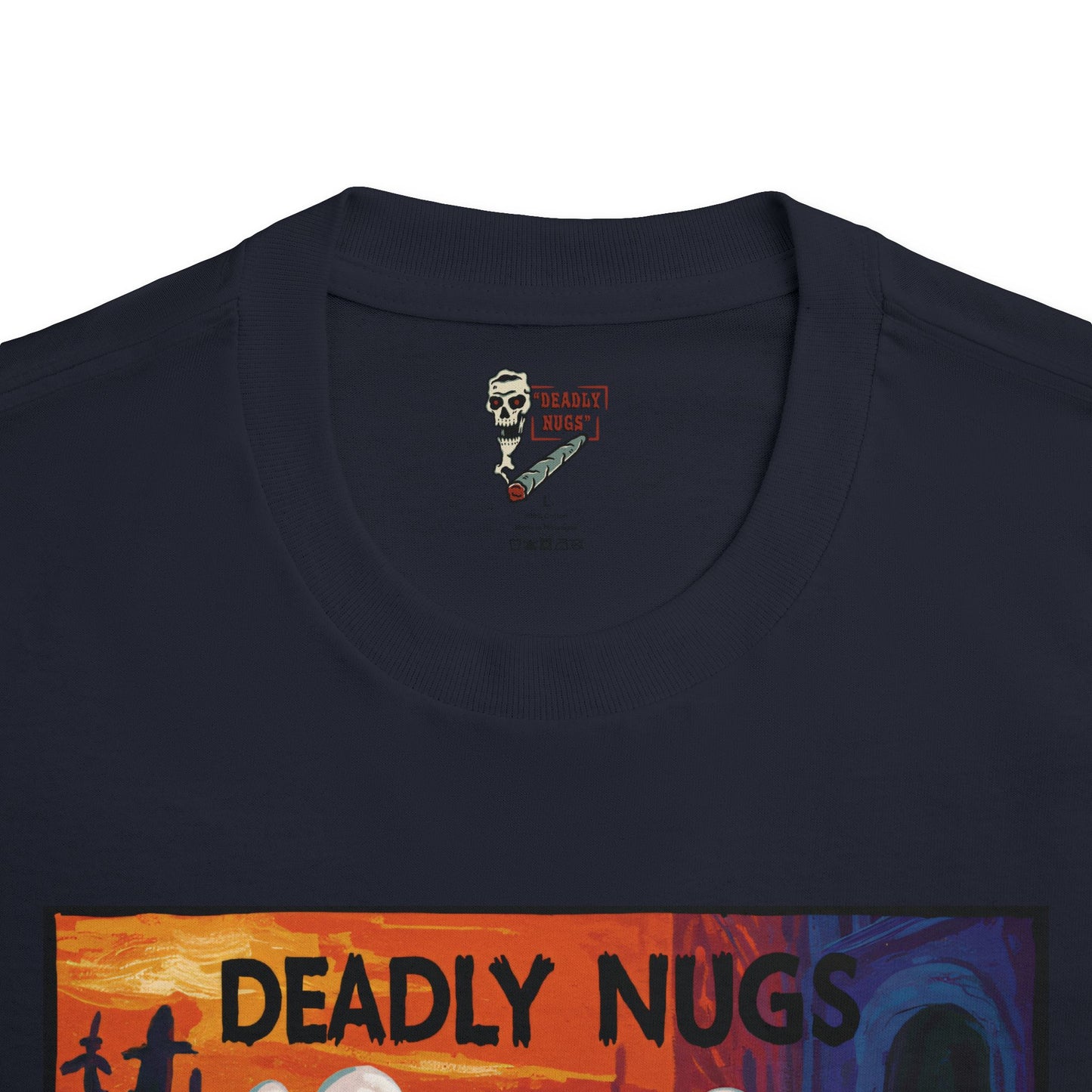Dank town / Bud Characters Ghosts Skeletons Graphic Tee / Dark Humor Eerie Vintage Pop Art Comic Style / 420 Underground Stoner Streetwear / DEADLY NUGS