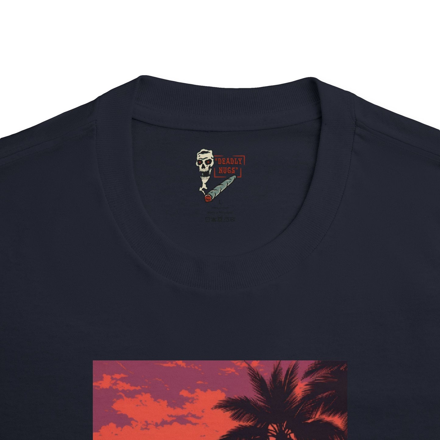 Coastline / Shoreline Sunset Sky Palms Waves Graphic Tee / Vintage Painting Beach Style Art / 420 Underground Stoner Streetwear / DEADLY NUGS