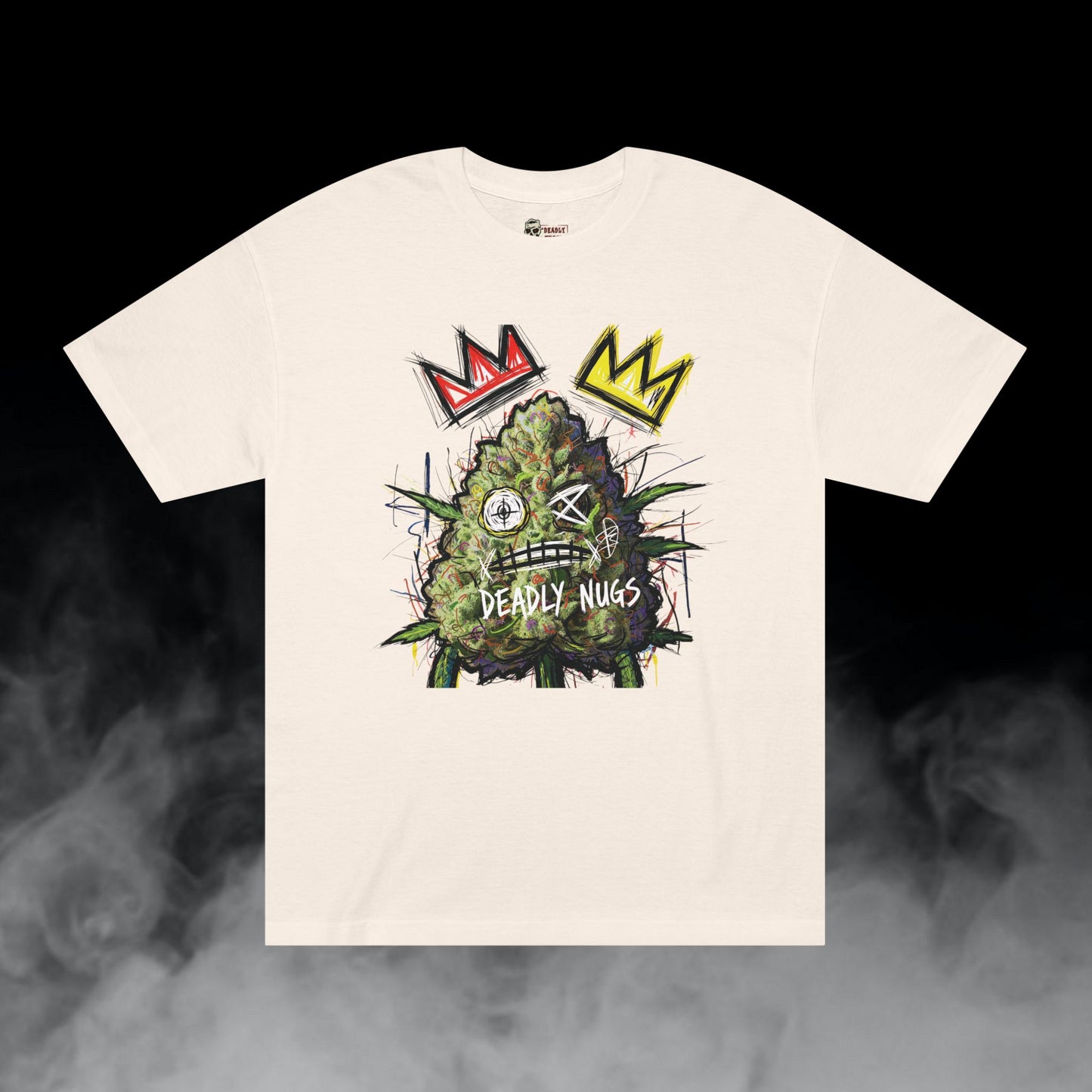 King Smoke / Bud Character with Crowns Graphic Tee / Abstract Expressionism Art Basquiat Painting / 420 Underground Stoner Streetwear / DEADLY NUGS
