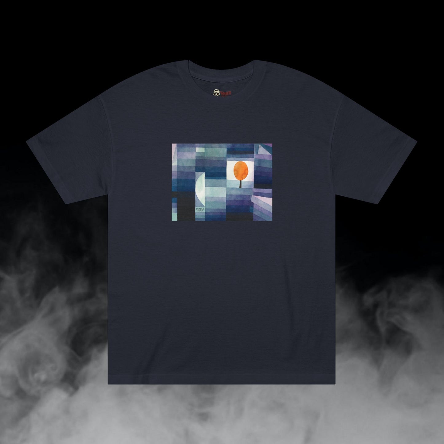 Midnight Flame / Blue Tone Geometric Painting Graphic Tee / Modern Abstract Cubism Art Style / 420 Underground Stoner Streetwear / DEADLY NUGS