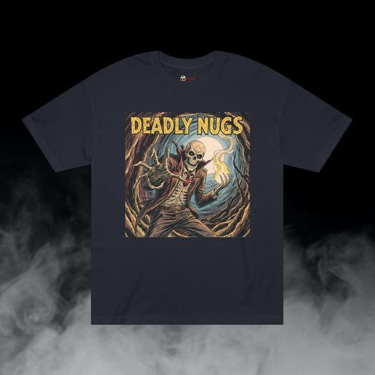 Bone Grove Flame / Skeleton Blazing Fire Graphic Tee / Vintage Pulp Horror Comic Style / 420 Underground Stoner Streetwear / DEADLY NUGS