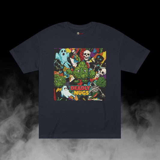 Out of the Dark / Bud Characters Ghosts Skeletons Graphic Tee / Dark Grunge Pop Art Basquiat Style / 420 Underground Stoner Streetwear / DEADLY NUGS