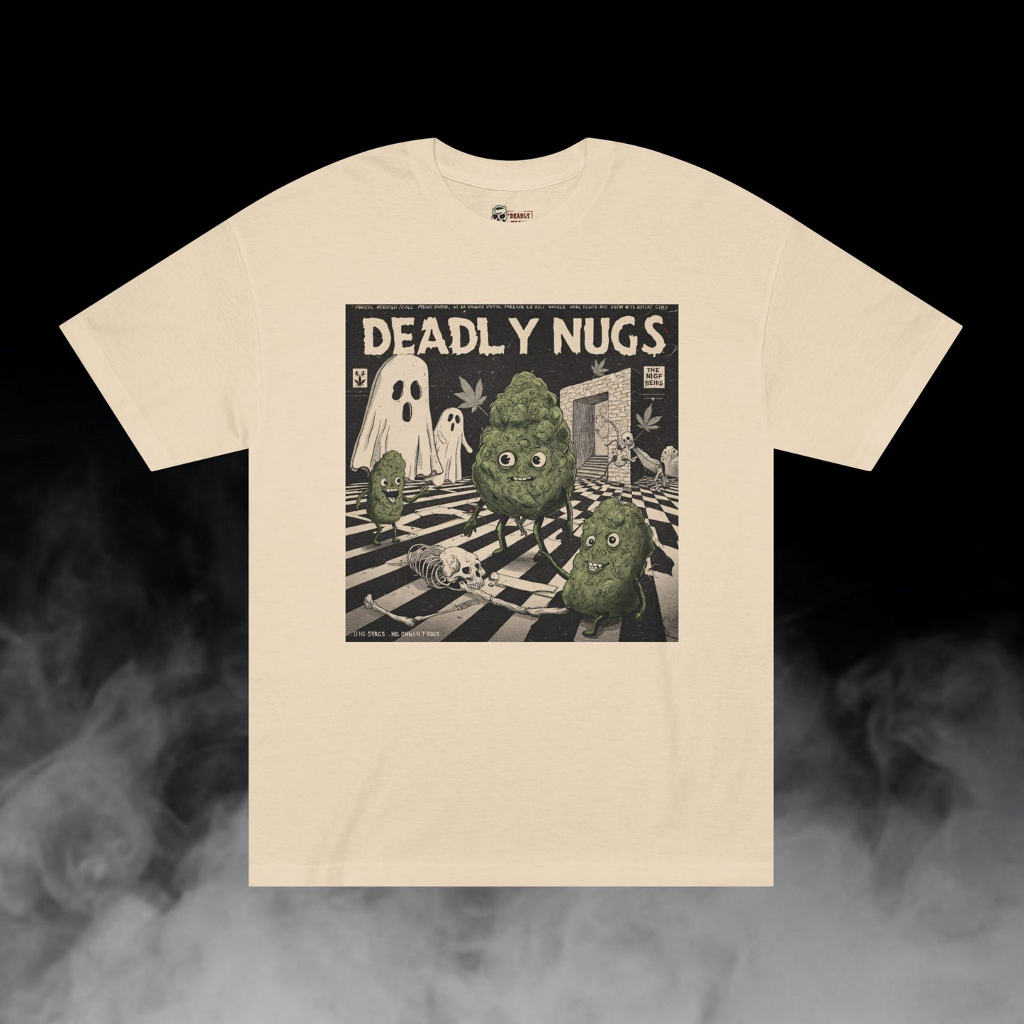 Door to Elsewhere / Bud Characters Ghosts Skeletons Graphic Tee / Dark Humor Vintage Eerie Trippy Pulp Comic Art Style / 420 Underground Stoner Streetwear / DEADLY NUGS