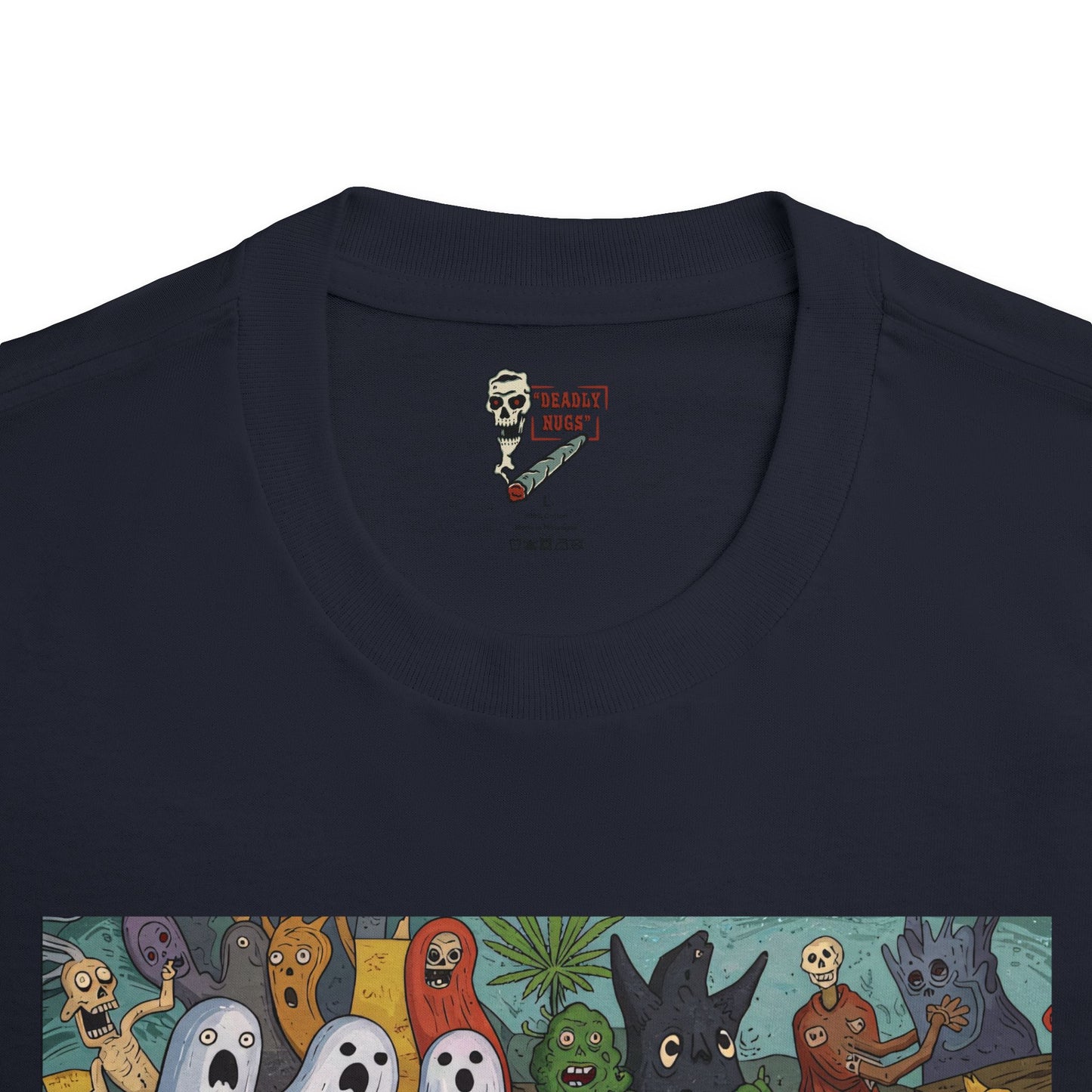 Monster Drop / Bud Characters Ghosts Monsters Skeletons Graphic Tee / Ominous Cartoon Horror Art / 420 Underground Stoner Streetwear / DEADLY NUGS