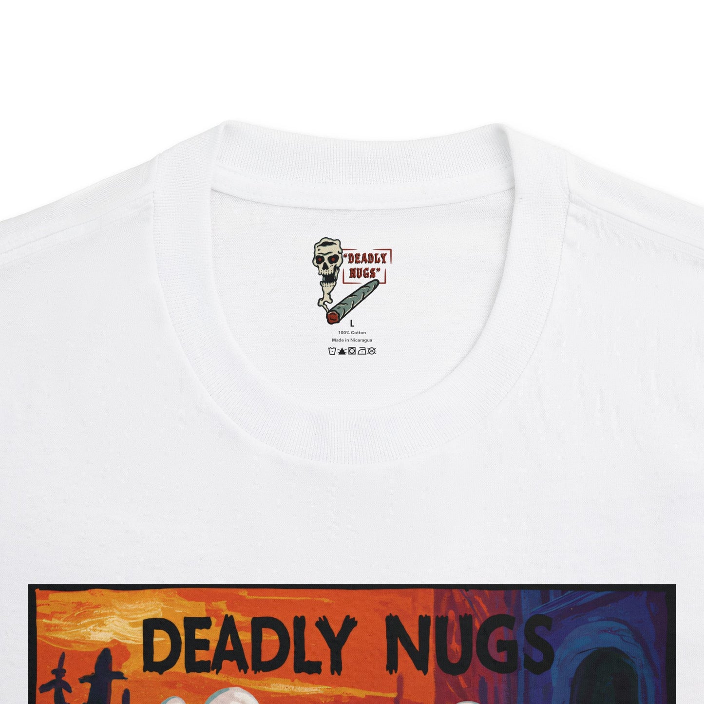 Dank town / Bud Characters Ghosts Skeletons Graphic Tee / Dark Humor Eerie Vintage Pop Art Comic Style / 420 Underground Stoner Streetwear / DEADLY NUGS