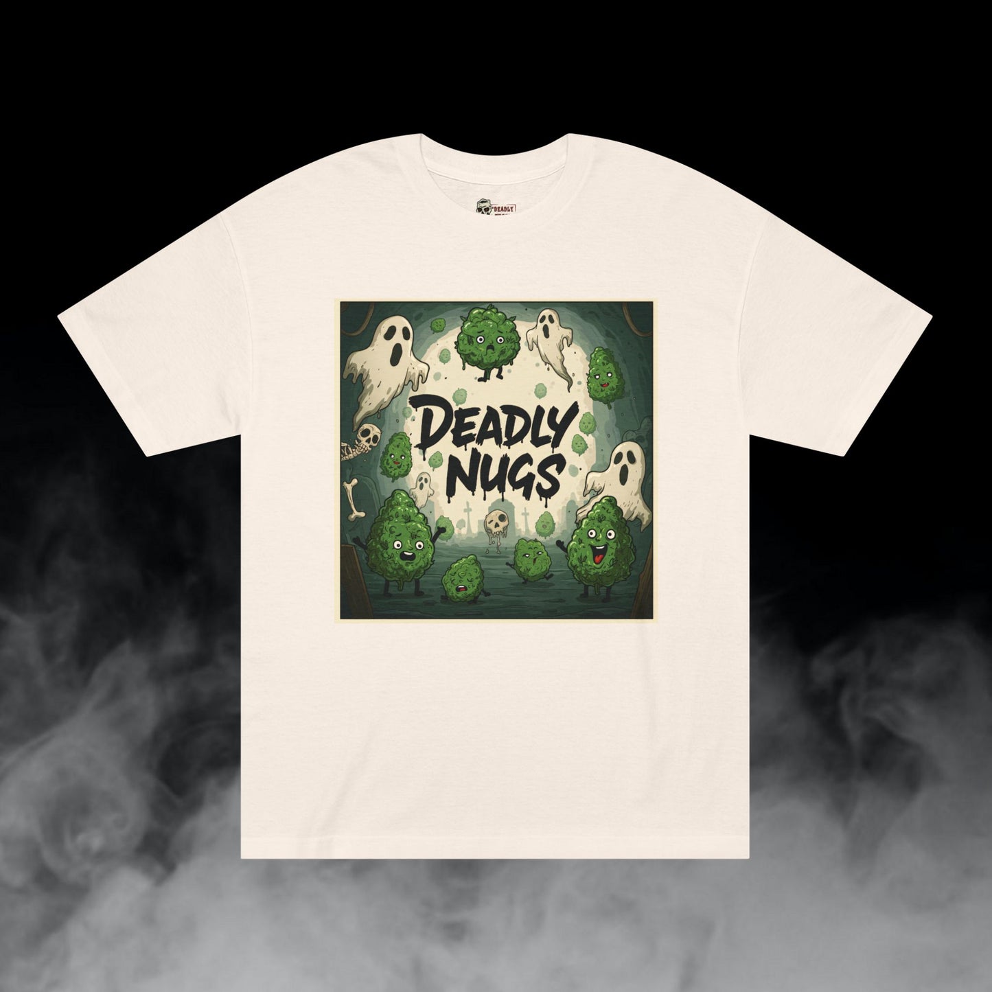 Effects / Bud Characters Ghosts Skulls Graphic Tee / Dark Humor Gritty Modern Cartoon Comic Art Style / 420 Underground Stoner Streetwear / DEADLY NUGS