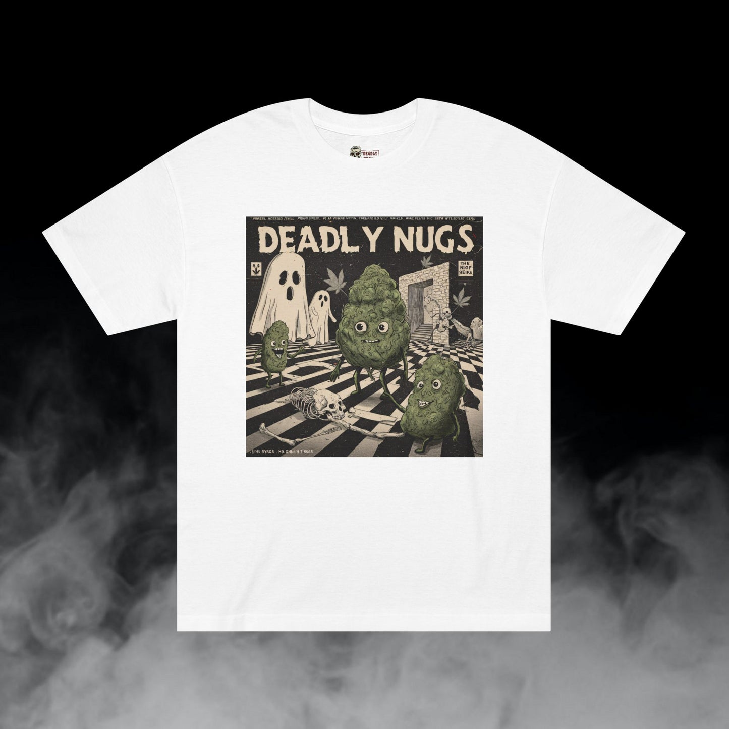 Door to Elsewhere / Bud Characters Ghosts Skeletons Graphic Tee / Dark Humor Vintage Eerie Trippy Pulp Comic Art Style / 420 Underground Stoner Streetwear / DEADLY NUGS