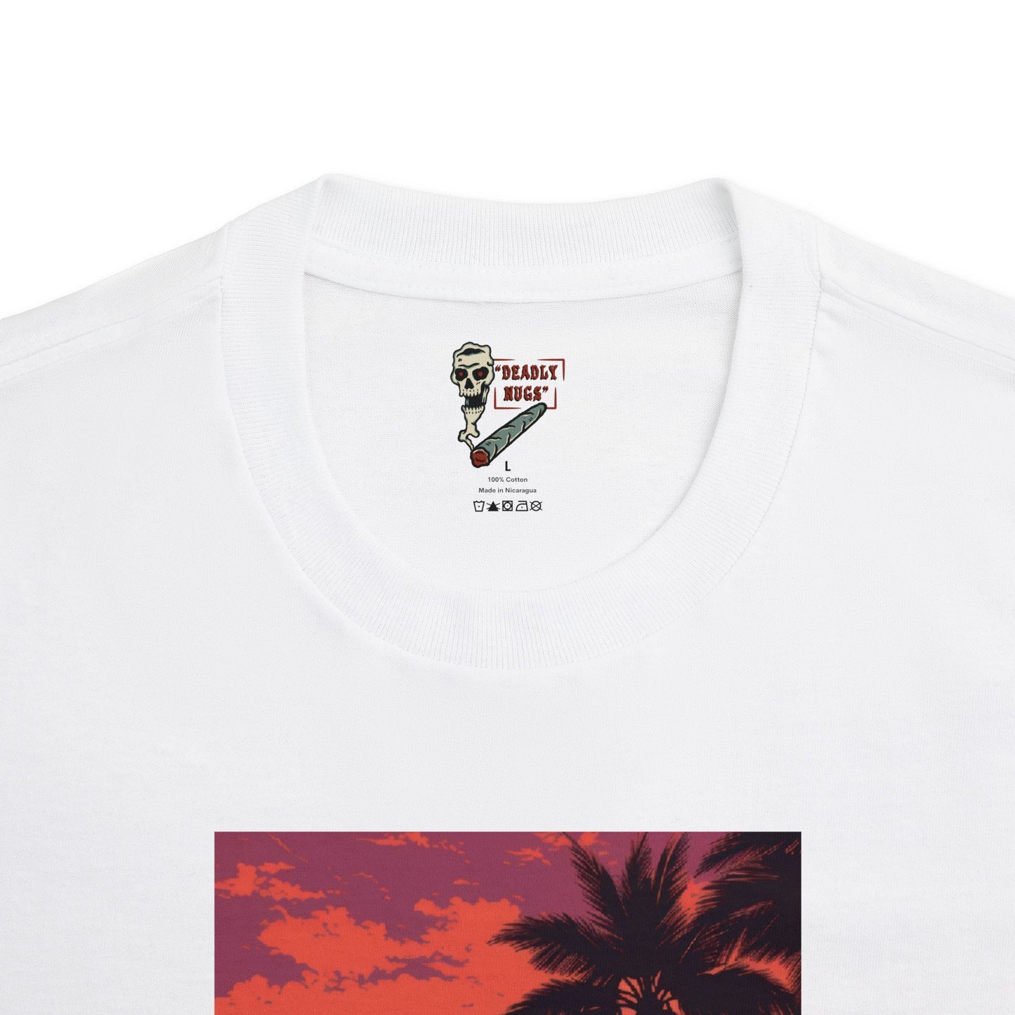 Coastline / Shoreline Sunset Sky Palms Waves Graphic Tee / Vintage Painting Beach Style Art / 420 Underground Stoner Streetwear / DEADLY NUGS
