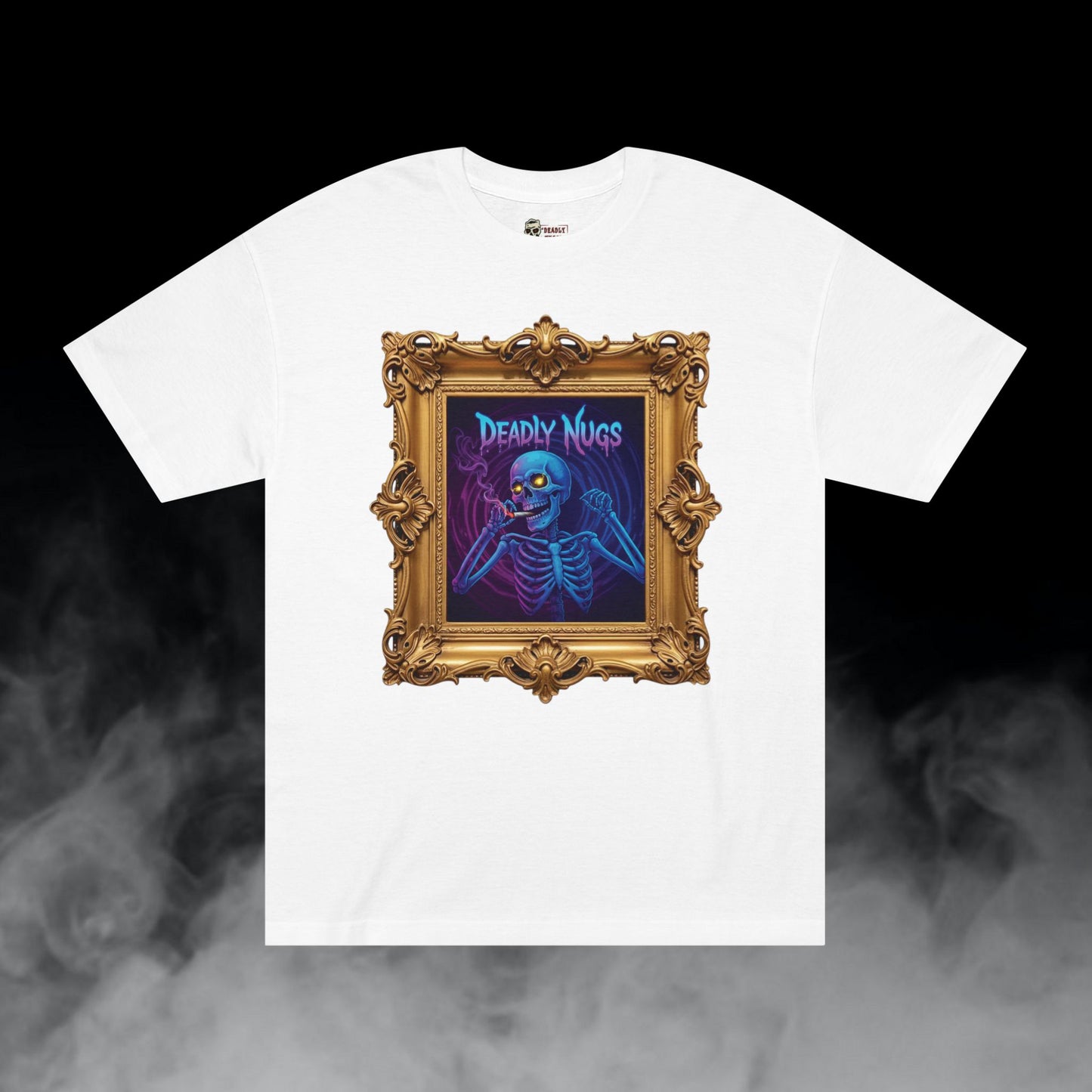Portal Warp / Skeleton Smoking Graphic Tee / Gritty Neon Glitch Aesthetic Frame Art / 420 Underground Stoner Streetwear / DEADLY NUGS
