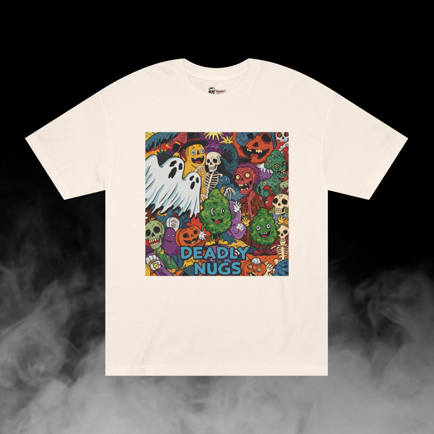 High Spirits / Bud Characters Ghosts Skulls Monsters Graphic Tee / Spooky Halloween Grunge Cartoon Art / 420 Underground Stoner Streetwear / DEADLY NUGS