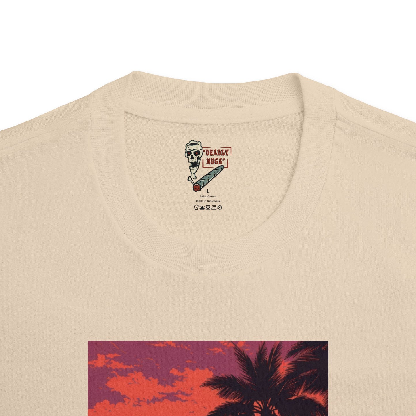 Coastline / Shoreline Sunset Sky Palms Waves Graphic Tee / Vintage Painting Beach Style Art / 420 Underground Stoner Streetwear / DEADLY NUGS