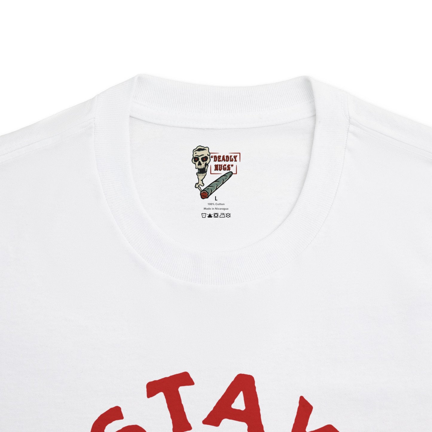 Stay Kind / Skull Biting Broken Heart Graphic Tee / Classic Cartooning Tatoo Art Style / 420 Underground Stoner Streetwear / DEADLY NUGS