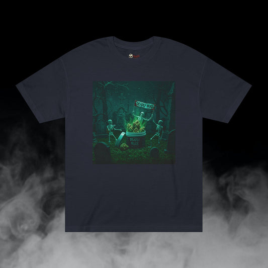 To the Grave / Skeletons with Cannabis in Graveyard Graphic Tee / Hyper-Realistic Eerie Character Art / 420 Underground Stoner Streetwear / DEADLY NUGS