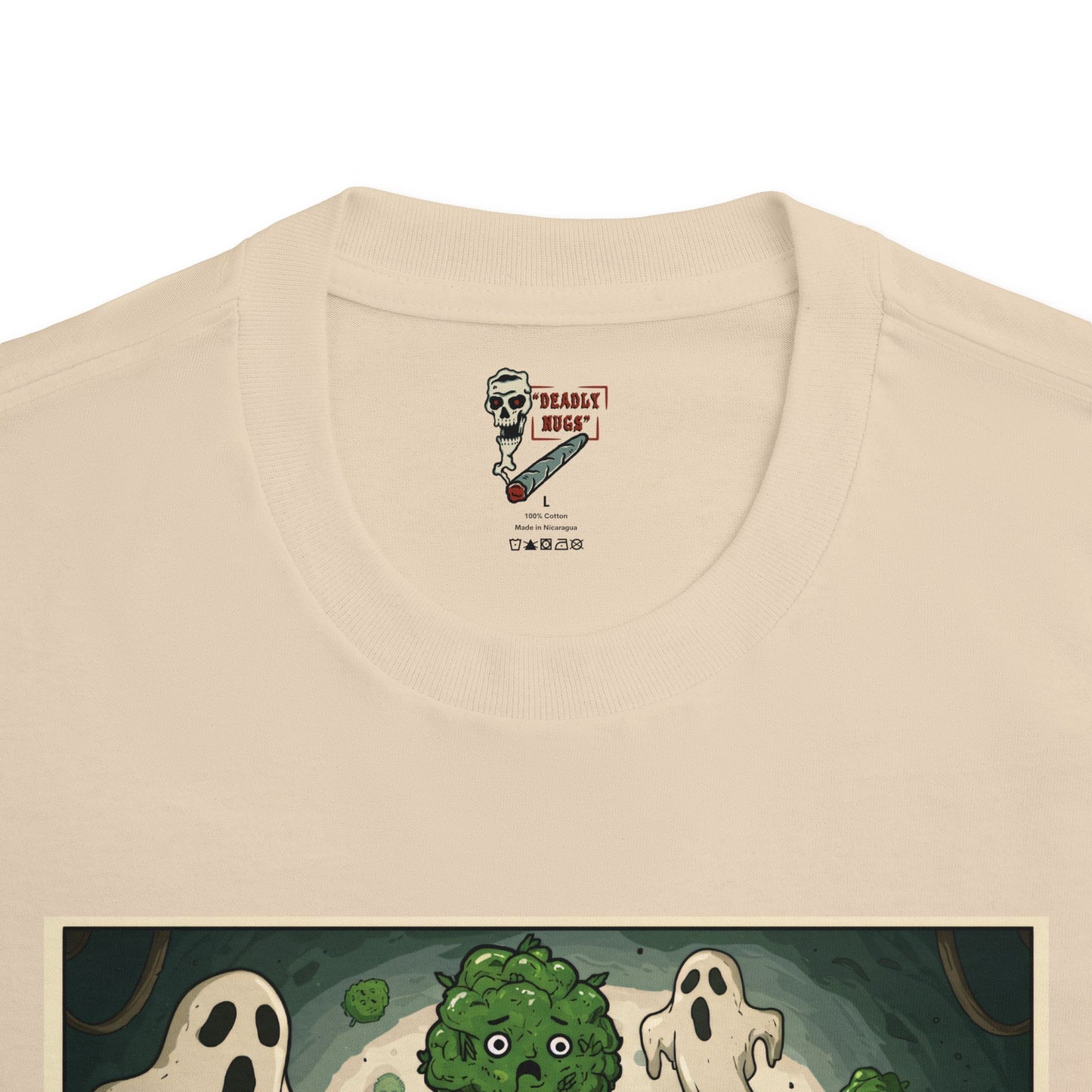 Effects / Bud Characters Ghosts Skulls Graphic Tee / Dark Humor Gritty Modern Cartoon Comic Art Style / 420 Underground Stoner Streetwear / DEADLY NUGS