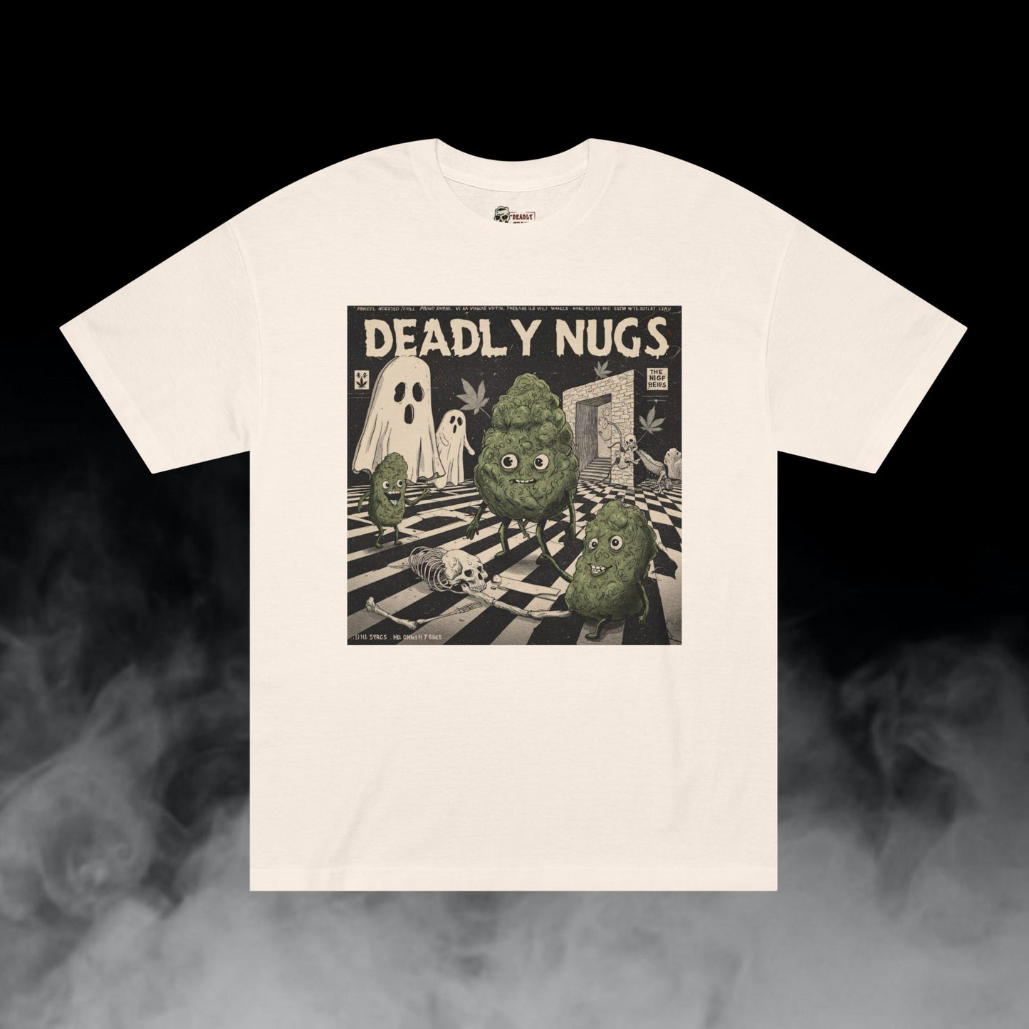 Door to Elsewhere / Bud Characters Ghosts Skeletons Graphic Tee / Dark Humor Vintage Eerie Trippy Pulp Comic Art Style / 420 Underground Stoner Streetwear / DEADLY NUGS