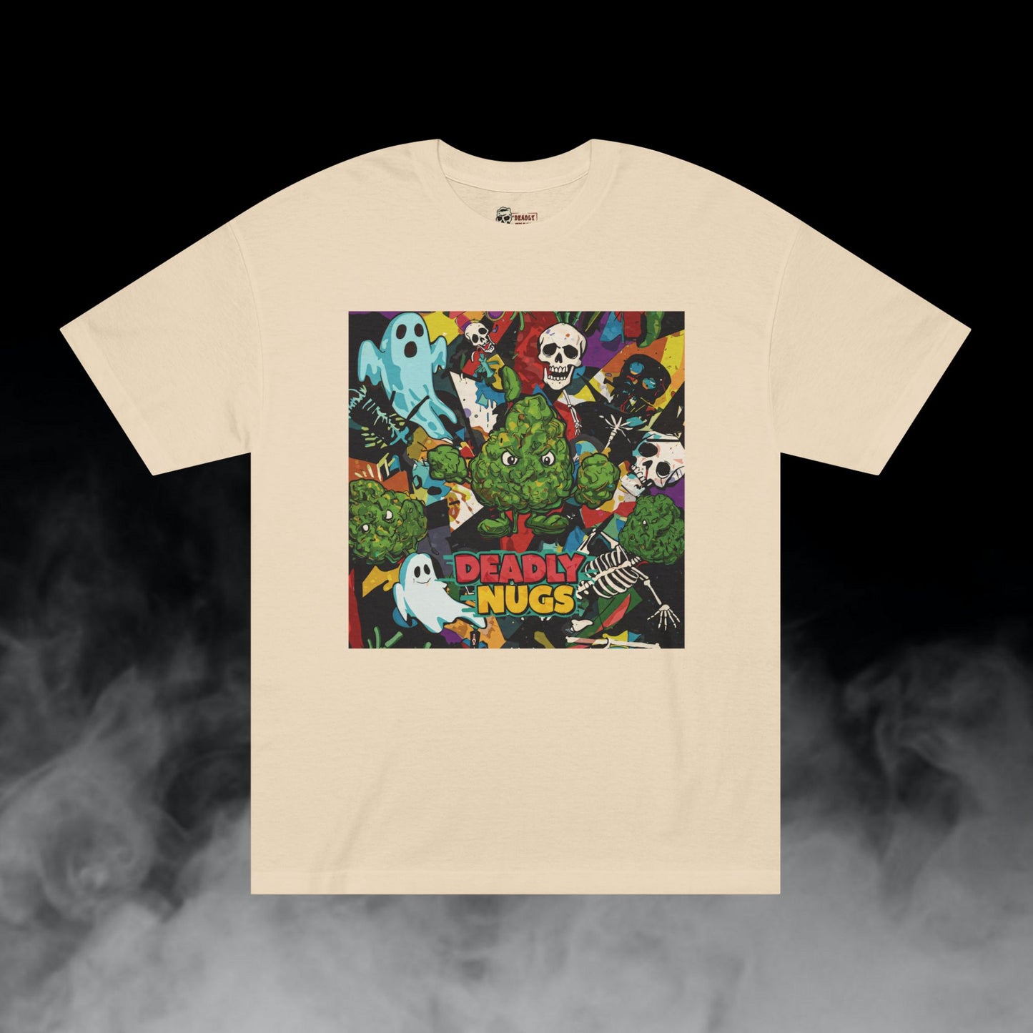 Out of the Dark / Bud Characters Ghosts Skeletons Graphic Tee / Dark Grunge Pop Art Basquiat Style / 420 Underground Stoner Streetwear / DEADLY NUGS