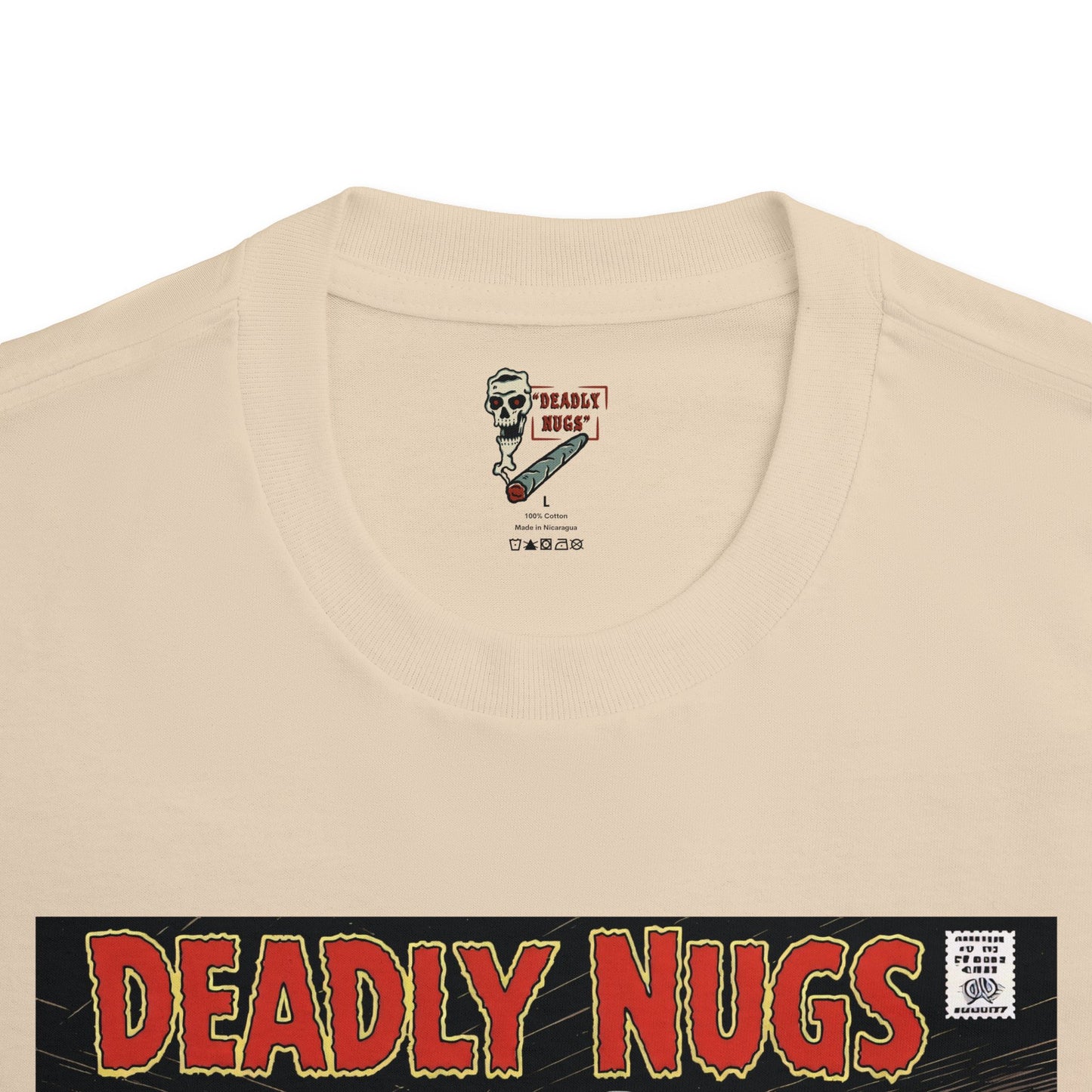 Ganja Ghoul / Hooded Reaper Skull Cannabis Cola Graphic Tee / Vintage Pulp Horror Comic Style / 420 Underground Stoner Streetwear / DEADLY NUGS