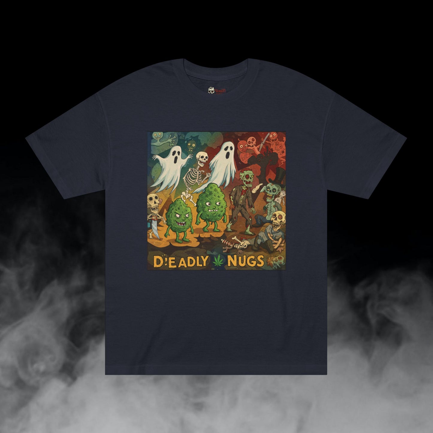 The Madness Strain / Bud Characters Ghosts Skeletons Monsters Graphic Tee / Ominous Macabre Aesthetic Horror Cartoon Art / 420 Underground Stoner Streetwear / DEADLY NUGS