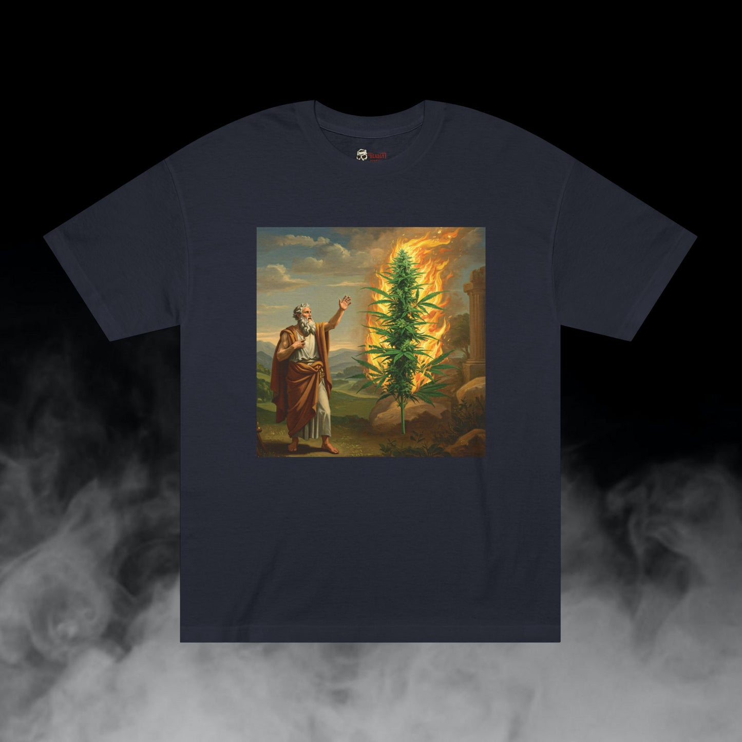 Burning Bush / Old Testament Torah Moses with Cannabis Cola Graphic Tee / New Age Classical Art / 420 Underground Stoner Streetwear / DEADLY NUGS